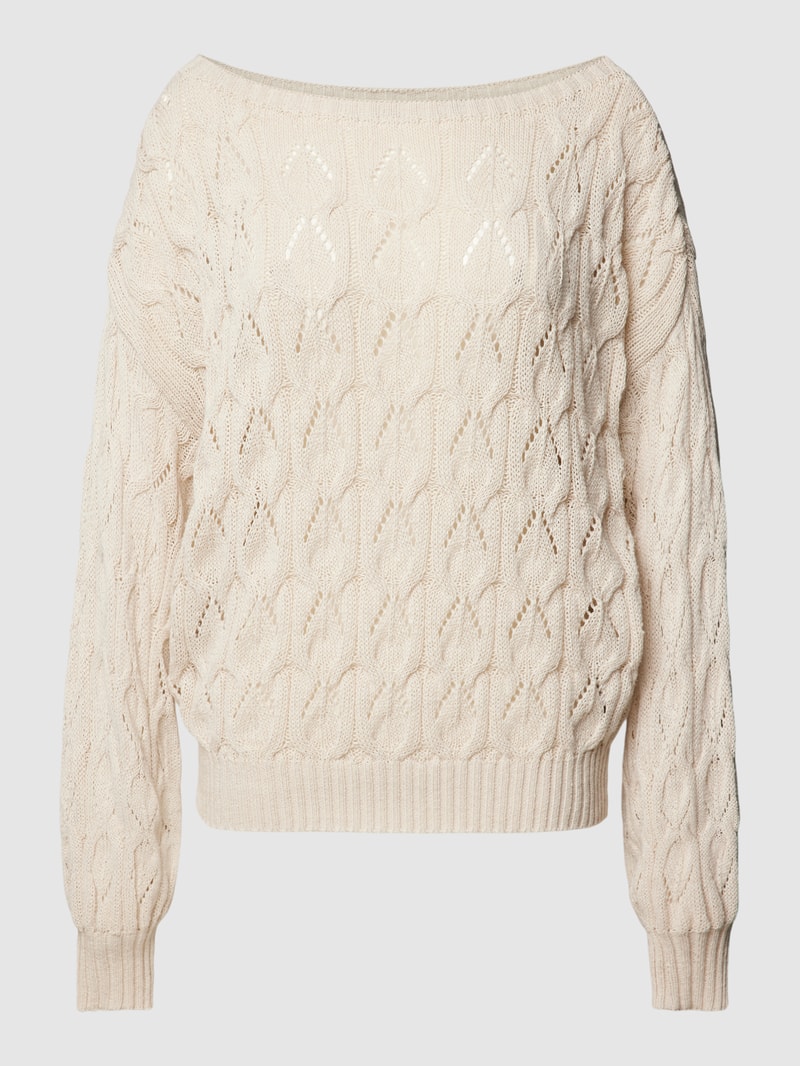 Strickpullover mit Lochstickerei Modell 'Brynn life' in sand