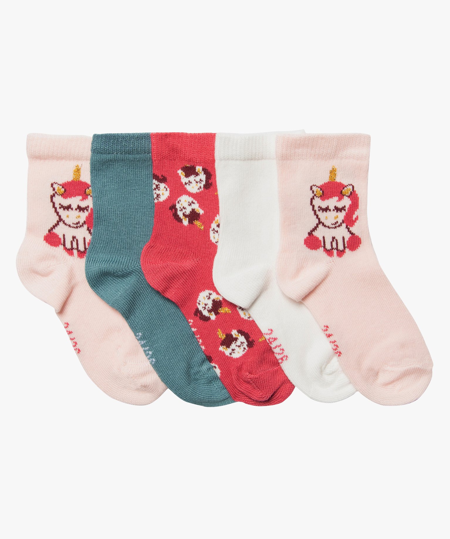 Chaussettes bébé fille à imprimé licorne (lot de 5) rose | GEMO