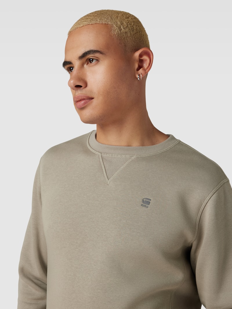 Sweatshirt mit Logo-Stitching Modell 'Premium' in beige