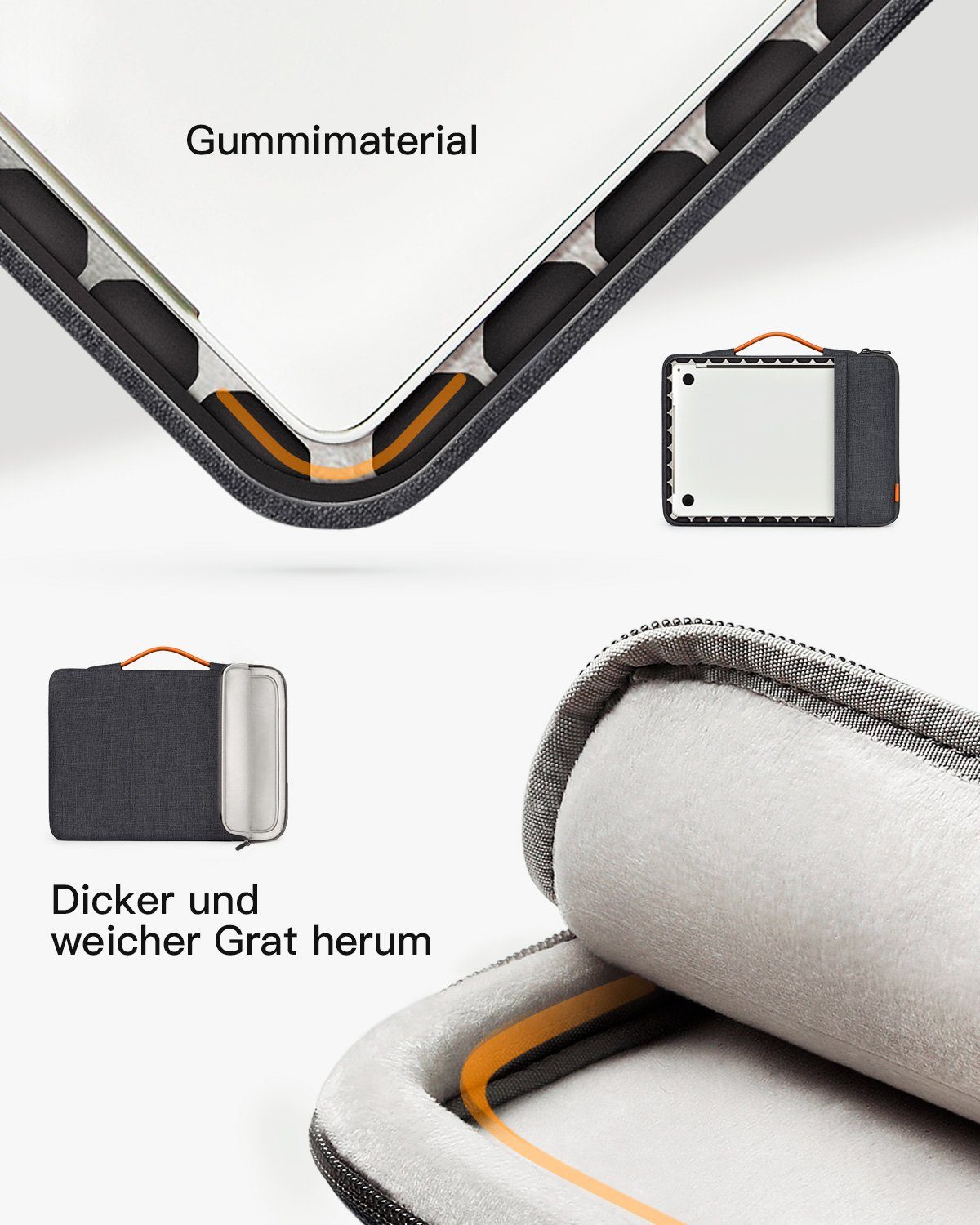 Inateck Laptop-Hülle 360° Rundumschutz für 13-14 Zoll MacBook Air/Pro M3 M2 M1
