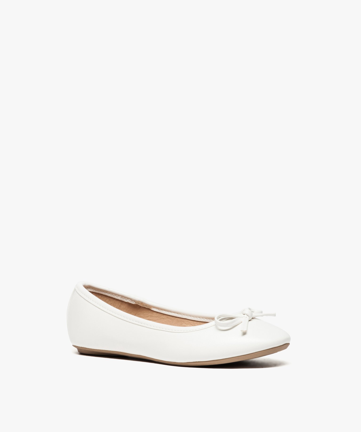 Ballerines fille unies à n?ud décoratif blanc | GEMO