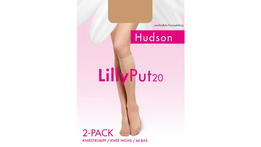 Hudson Damen Kniestrümpfe Lilly Put 20 DEN 2er Pack paloma