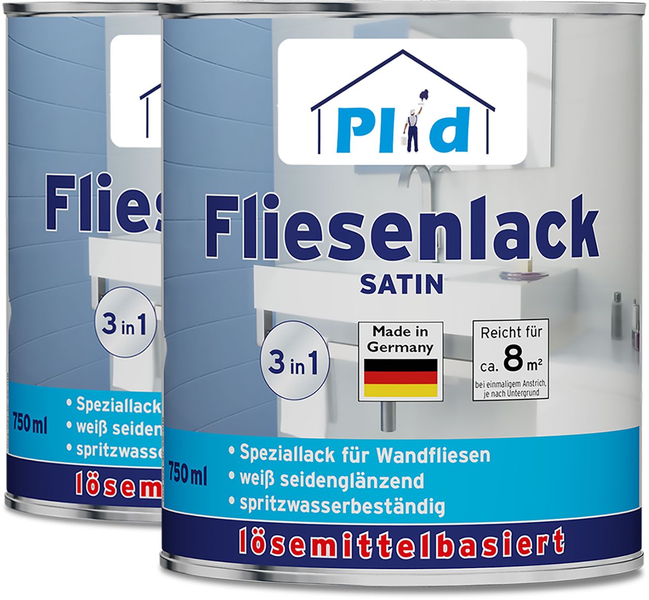 Plid Premium Fliesenlack Fliesen Lack  Fliesenfarbe Fliesen steichen Weiß - Seidenglänzend