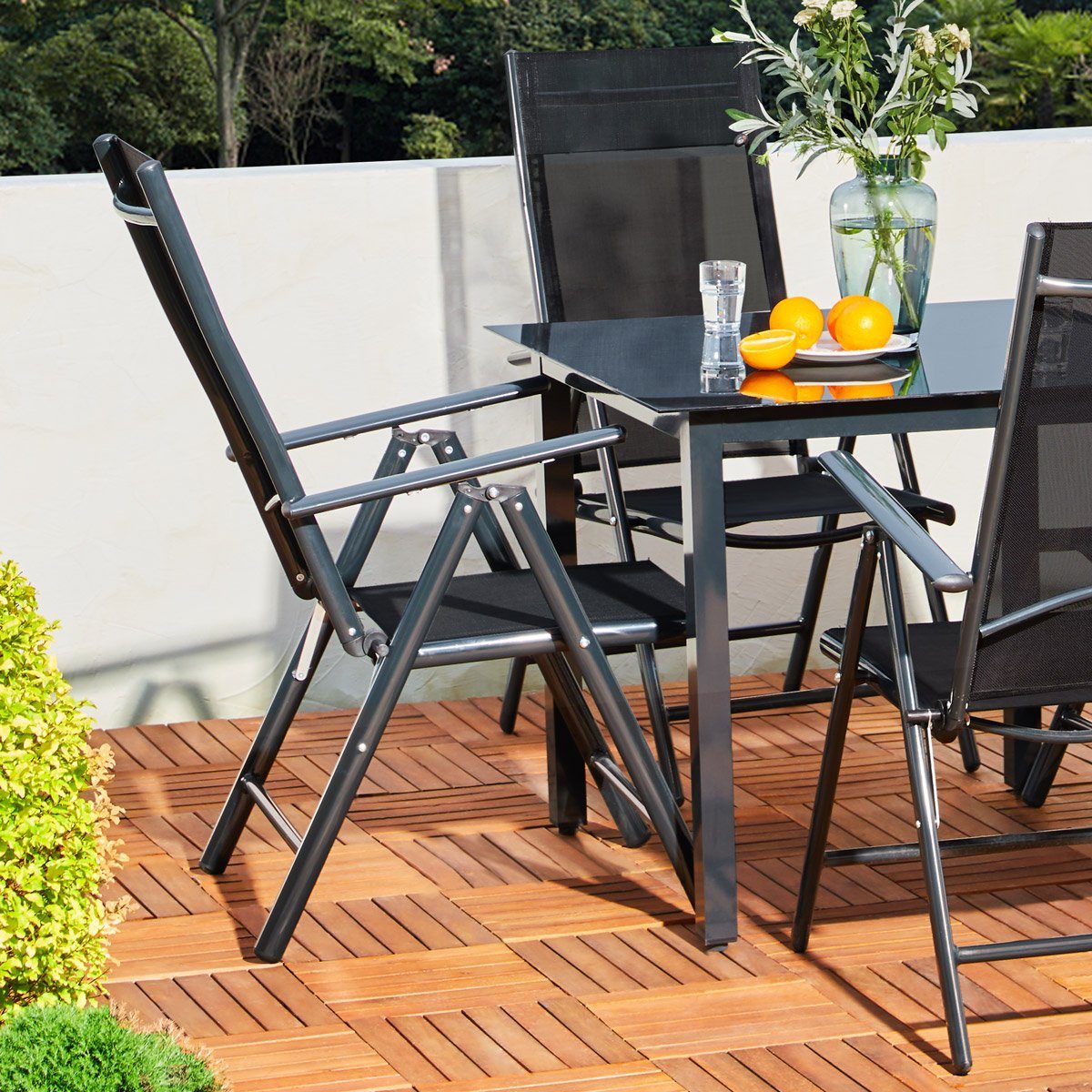 Casaria Gartenstuhl Bern (4 St), 4er Set Alu Hochlehner 7-Fach Verstellbare Lehne Klappbar Wetterfest
