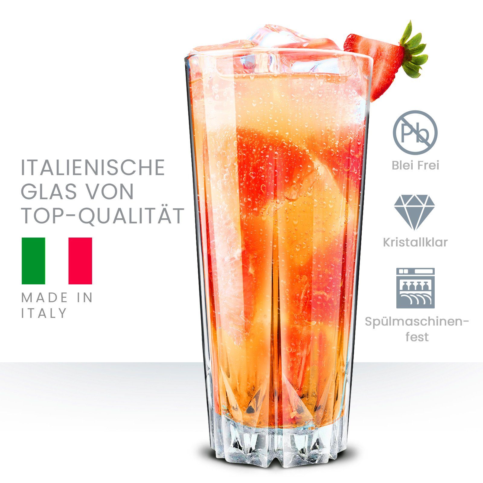 Konzept 11 Gläser-Set Cocktailgläser Set 330ml Geriffelte Gläser für Cocktails