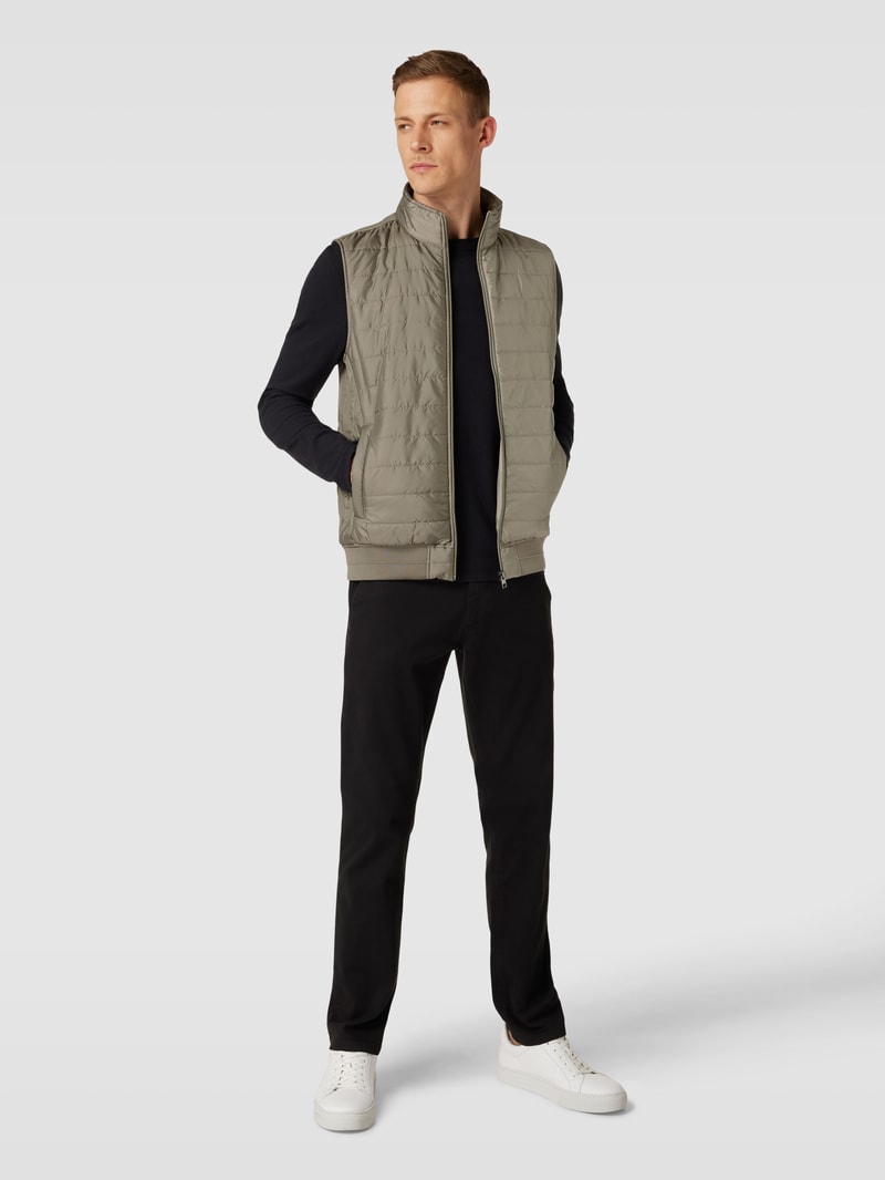 Steppweste mit Stehkragen in khaki