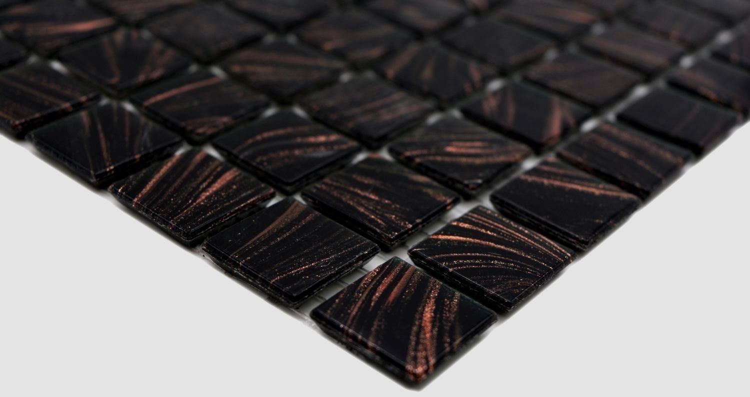 Mosani Mosaikfliesen Quadratisches Glasmosaik Mosaikfliesen dunkelbraun glänzend