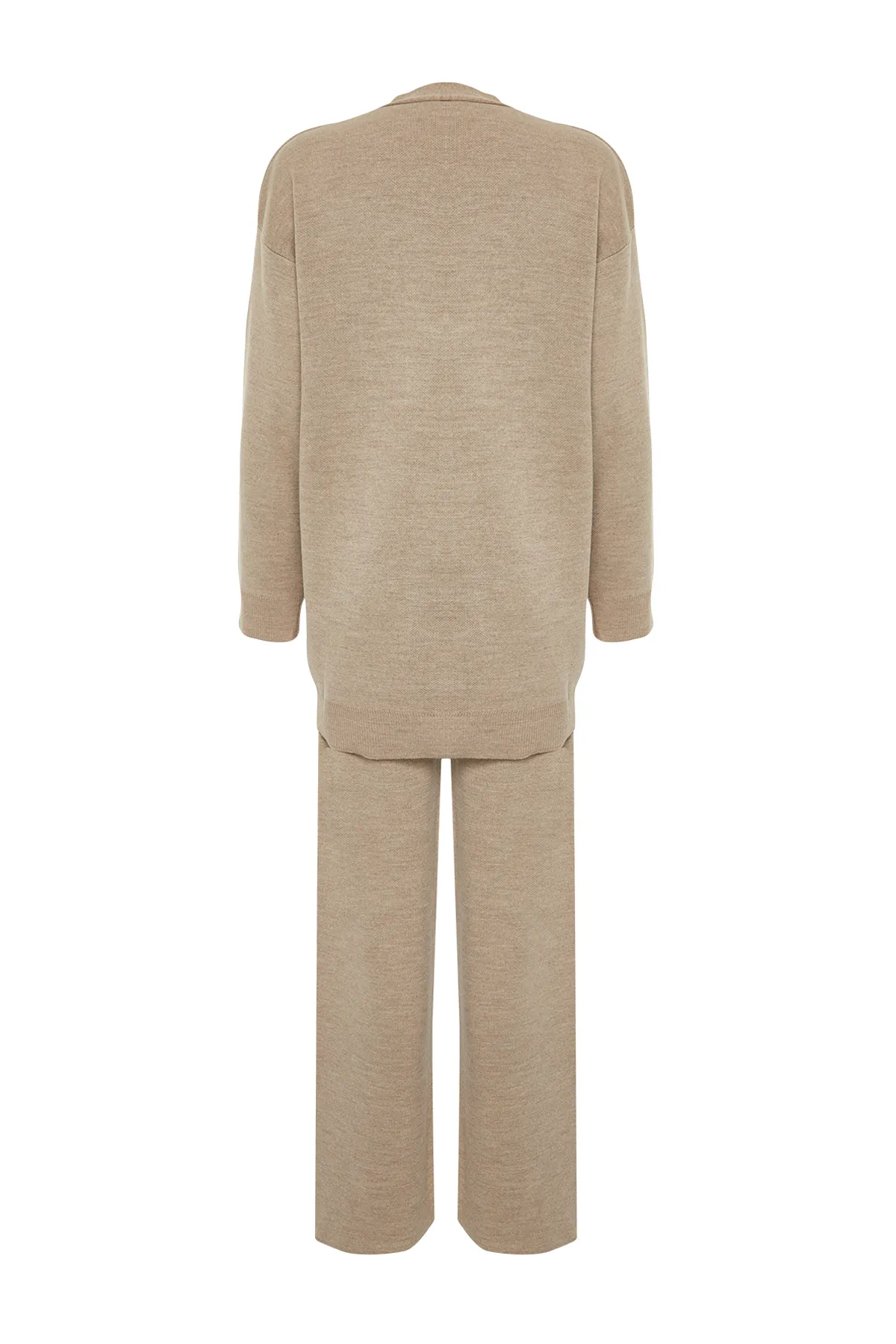 Trendyol Modest  Nerzfarbenes, geknöpftes Strickjacke-Hosen-Strickoberteil- und Unterteil-Set TCTAW24US00048