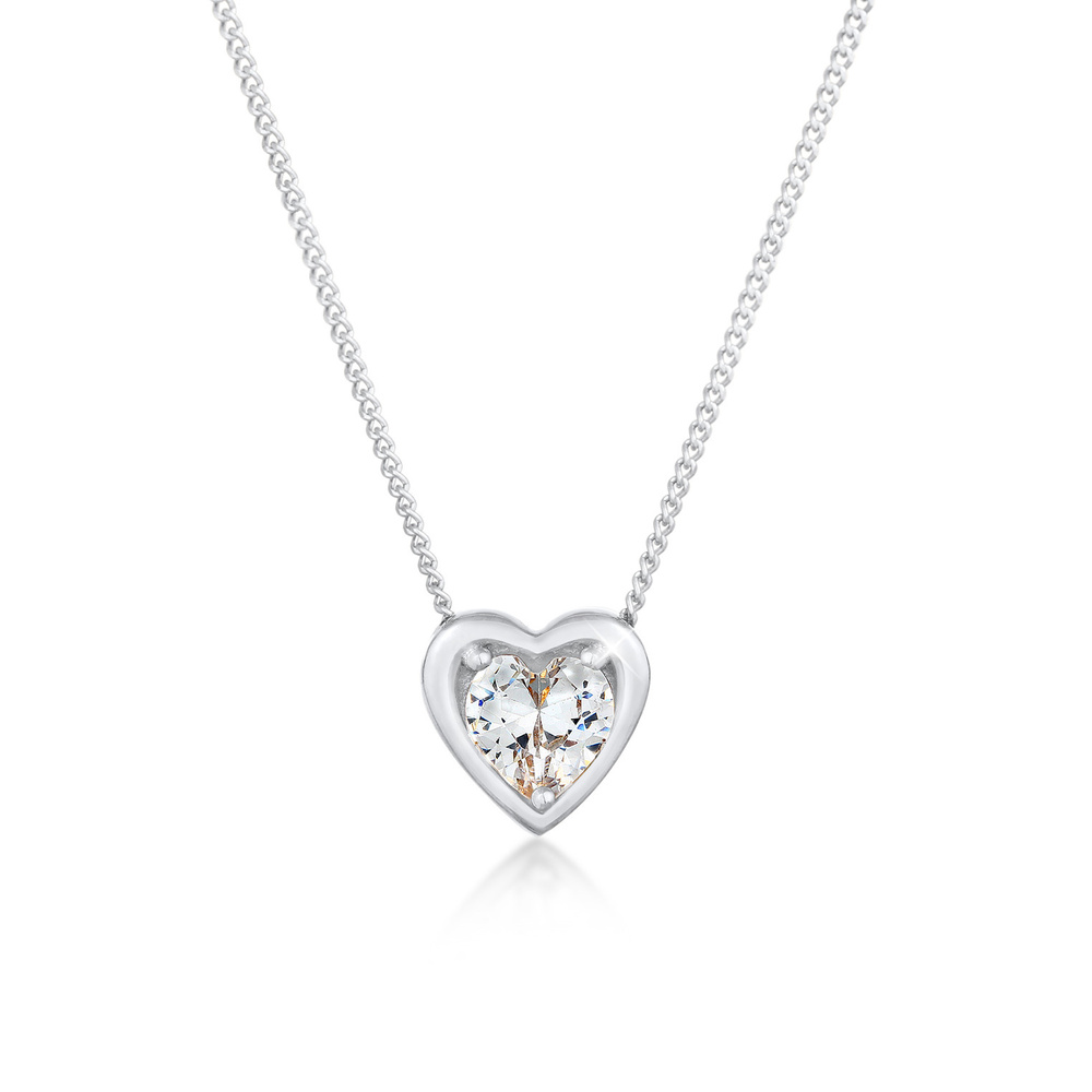 Elli Elli Collier Pendentif de Coeur Amour avec Cristaux de Zircone Collier Femme - (9 collier