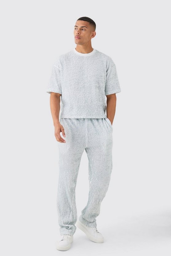 Zweifarbiges kastiges T-Shirt & Hose