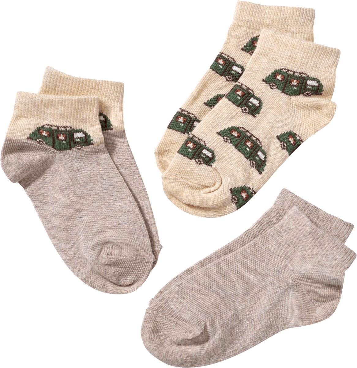 Sneaker Socken mit Auto-Motiv, grau, Gr. 27/29, 3 St