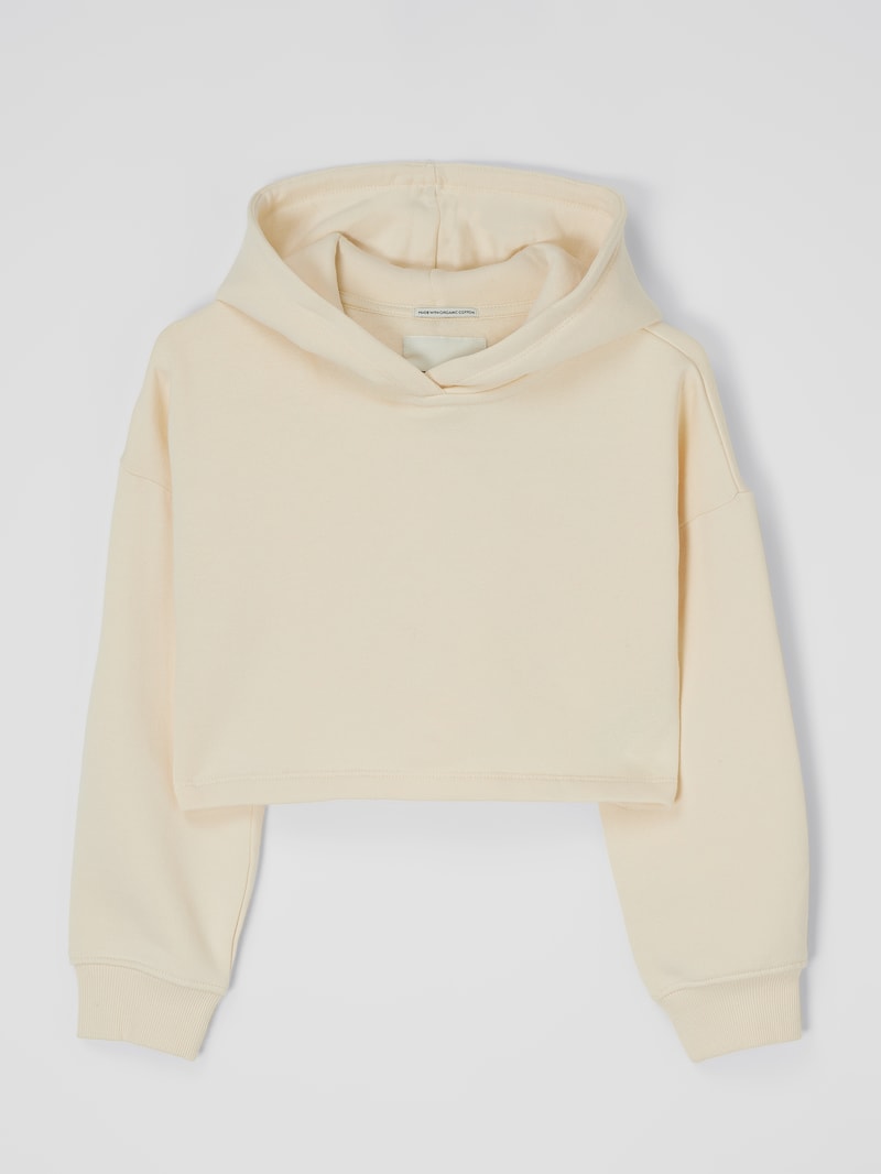 Cropped Hoodie mit überschnittenen Schultern in beige