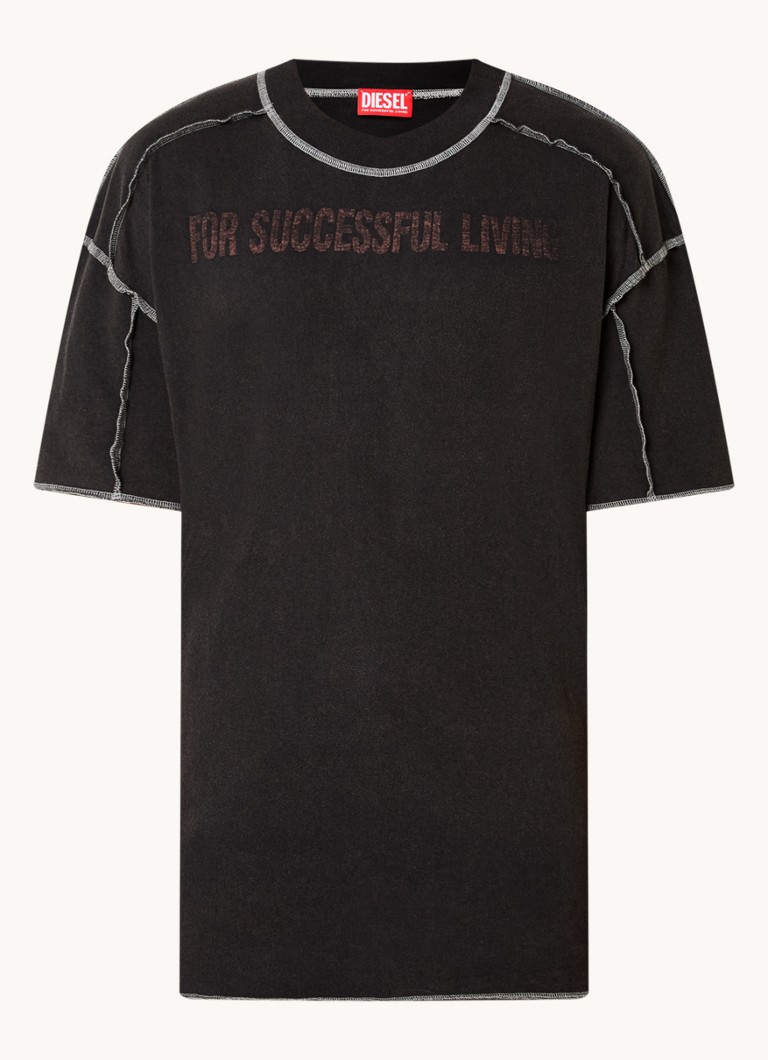 T-shirt Diesel T-Craor stampata con finitura sbiadita