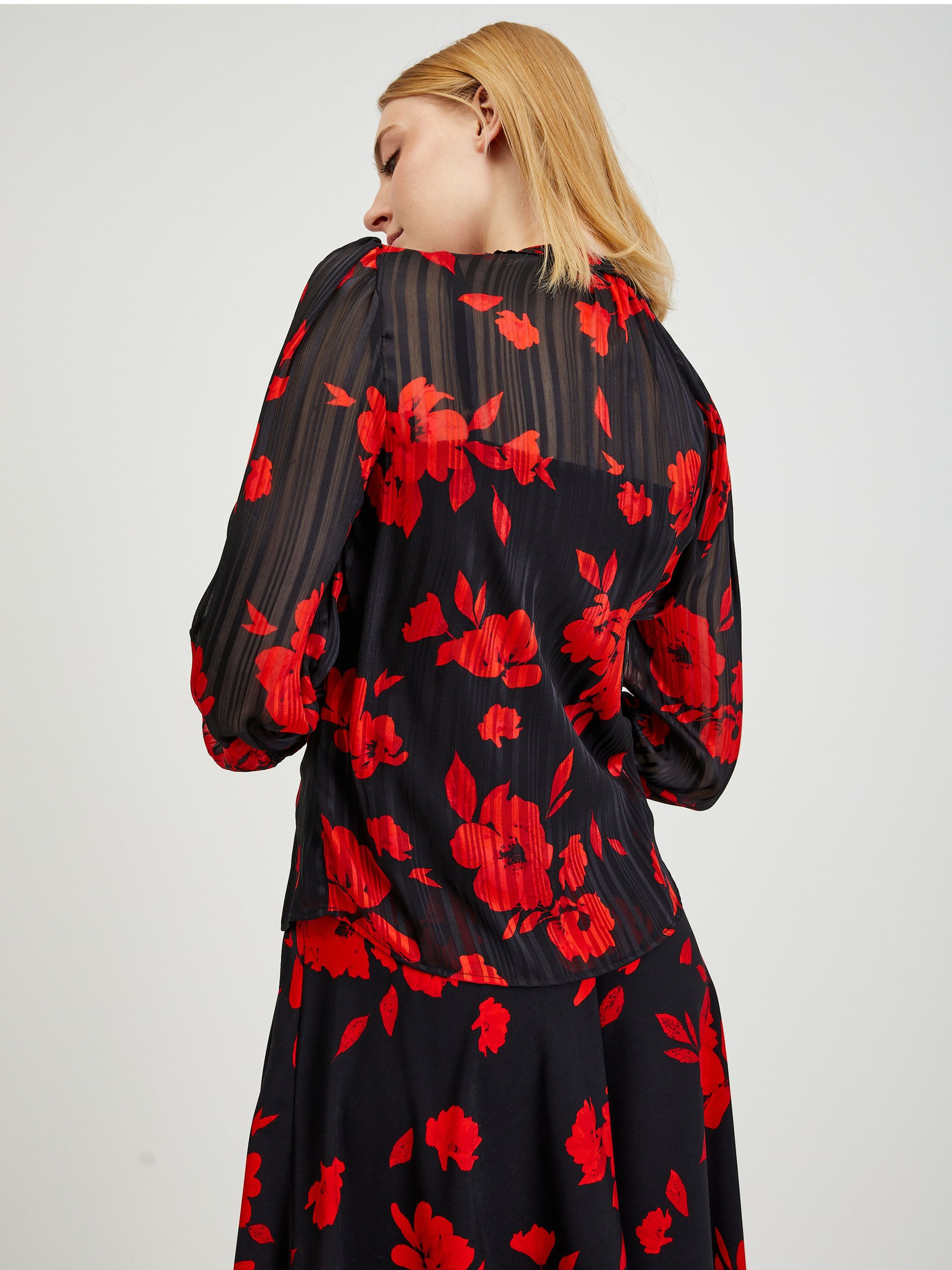 Rot-schwarze Damenbluse ORSAY
