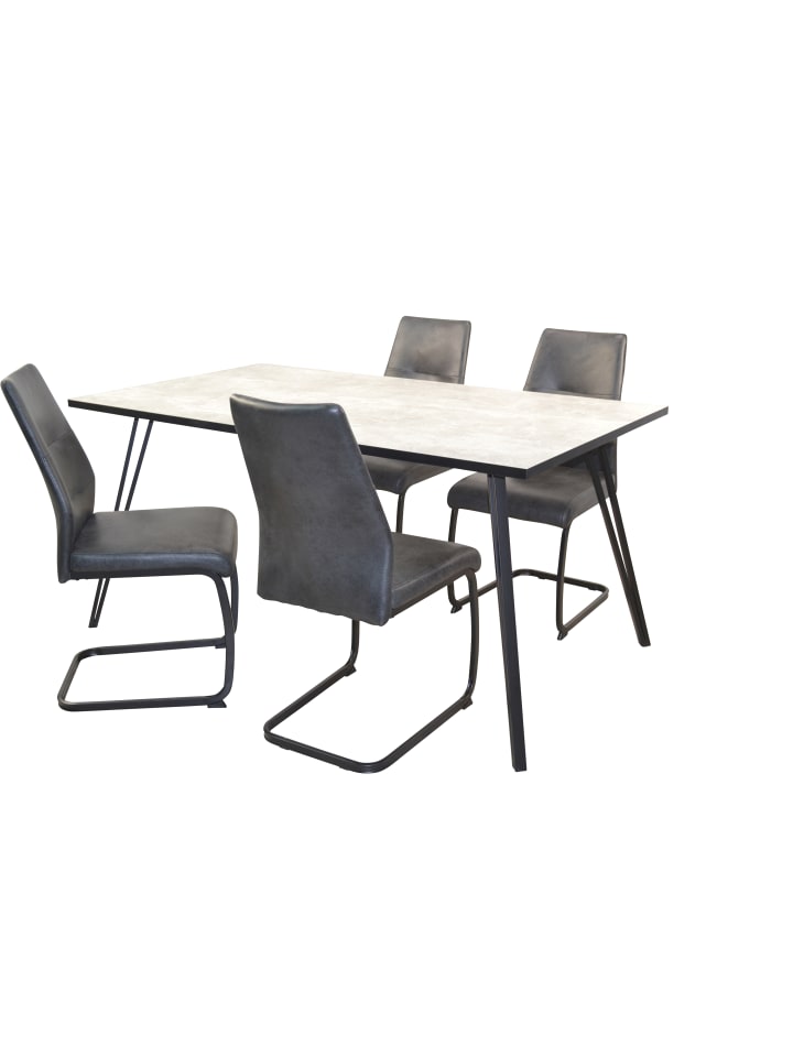 möbel-direkt Tischgruppe- 5teilig Cora in schwarz/Tischplatte grau günstig kaufen 1 Stück