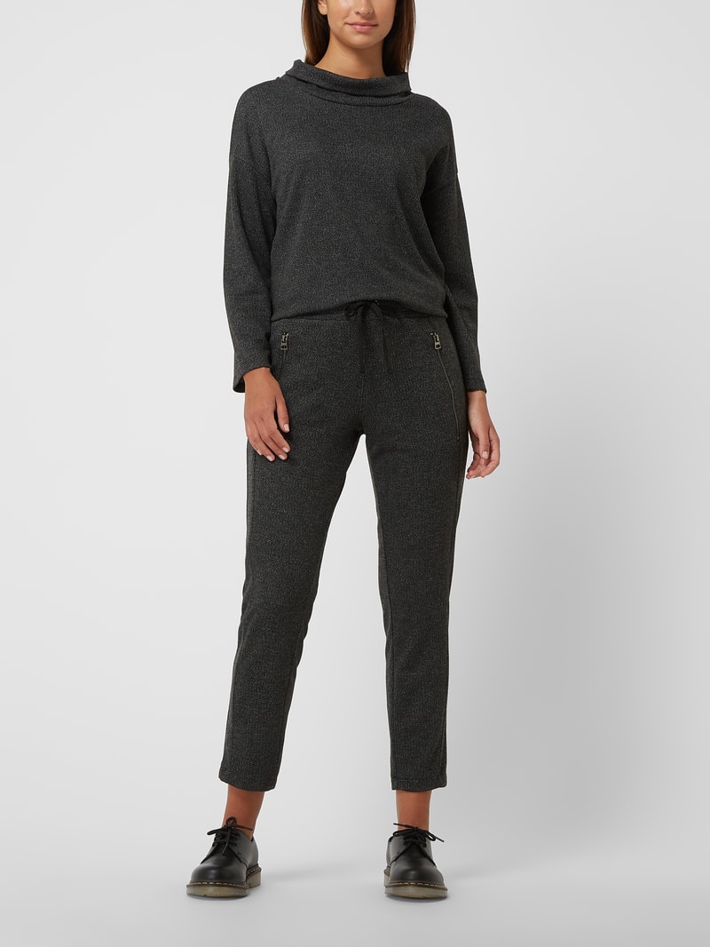 Sweatshirt in Salz-und-Pfeffer-Optik in schwarz
