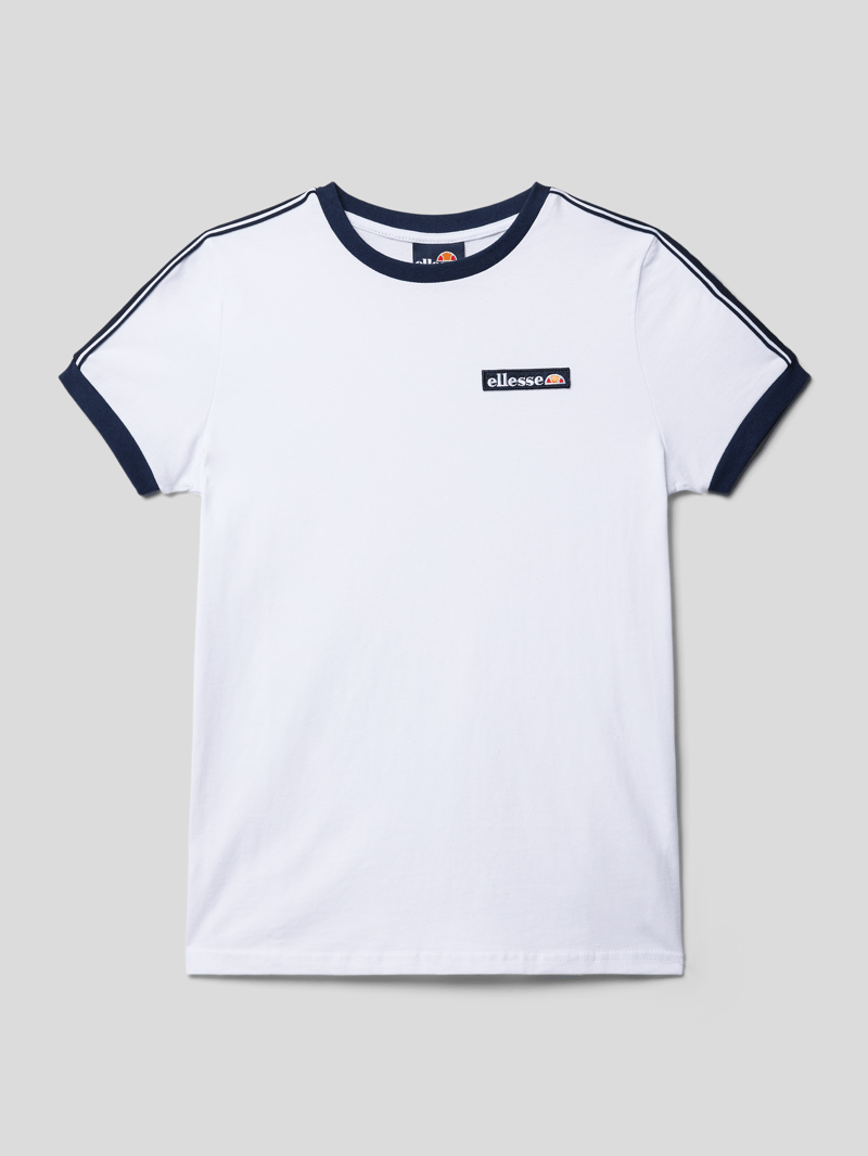 T-Shirt mit Kontraststreifen Modell 'Giovi' in weiß