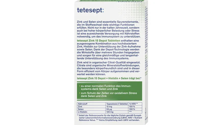 tetesept Zink 15 Depot + Histidin + Selen