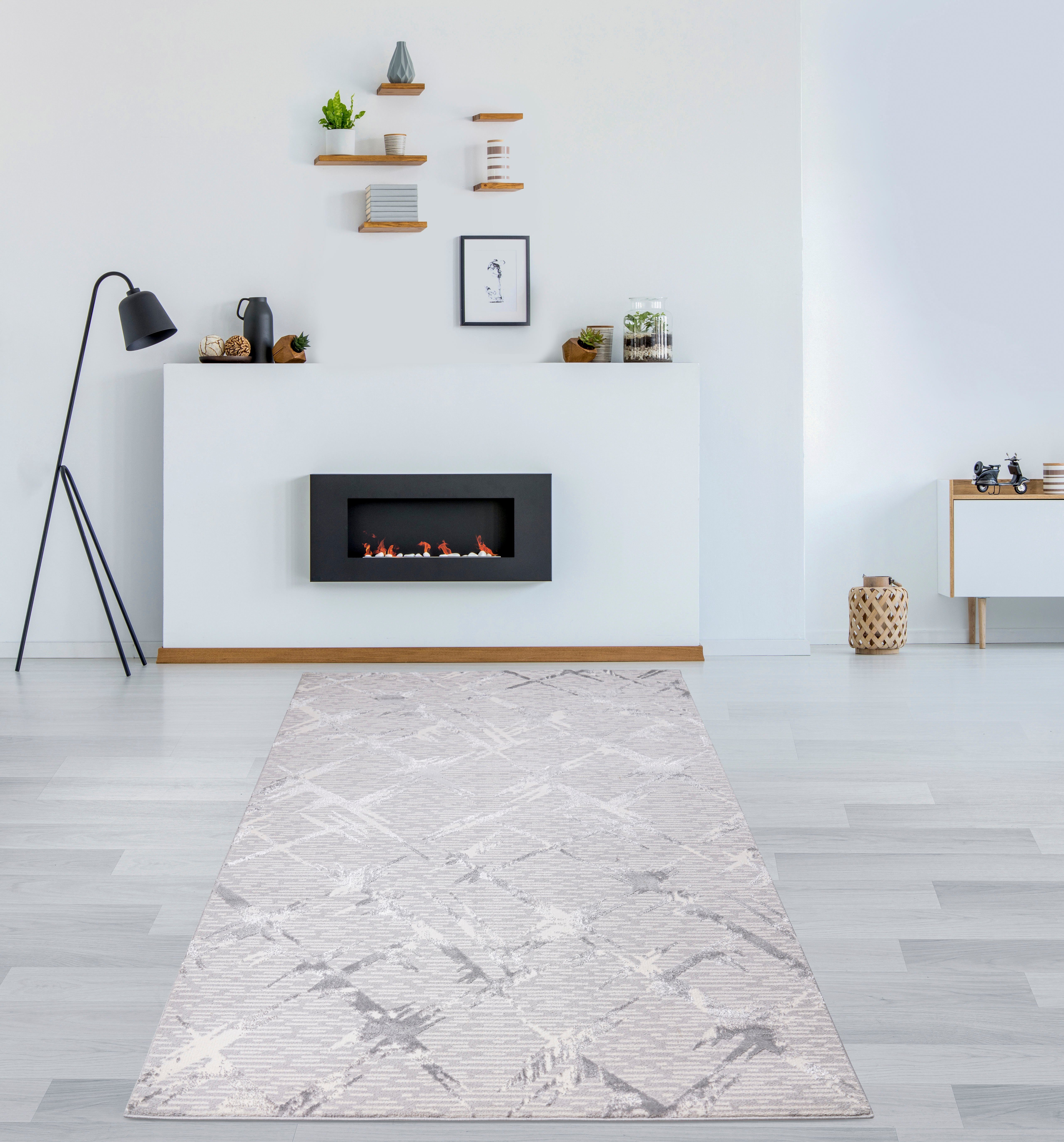Teppich Kirian, Home affaire, rechteckig, Höhe: 24 mm, 3D-Effekt, Kurzflor, gekettelt, weiche Haptik, Rauten