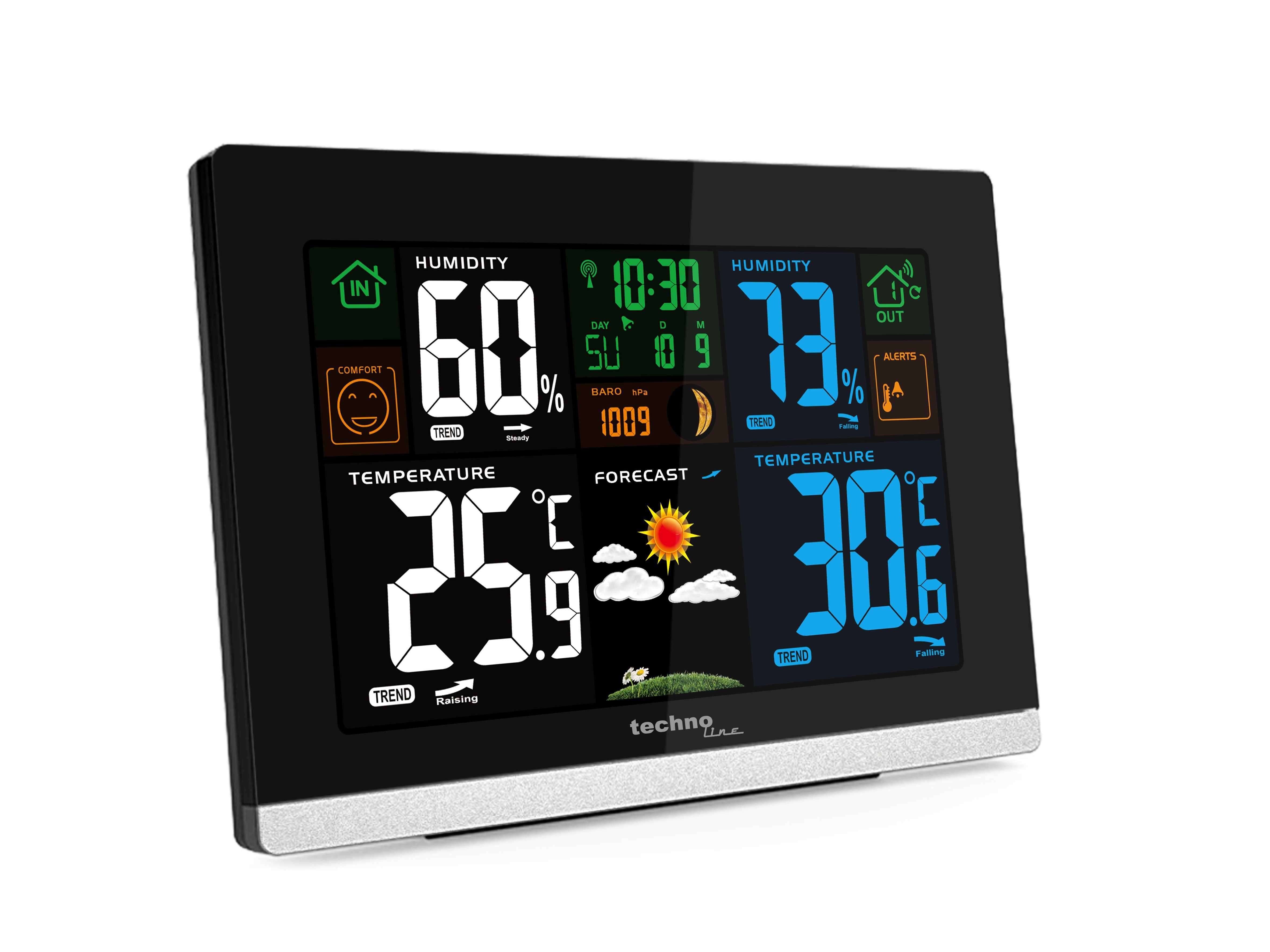 technoline WS 6462 Wetterstation (inklusive Außensender, farbige Wettervorhersage mit Außentemperatur- und Frostalarm)