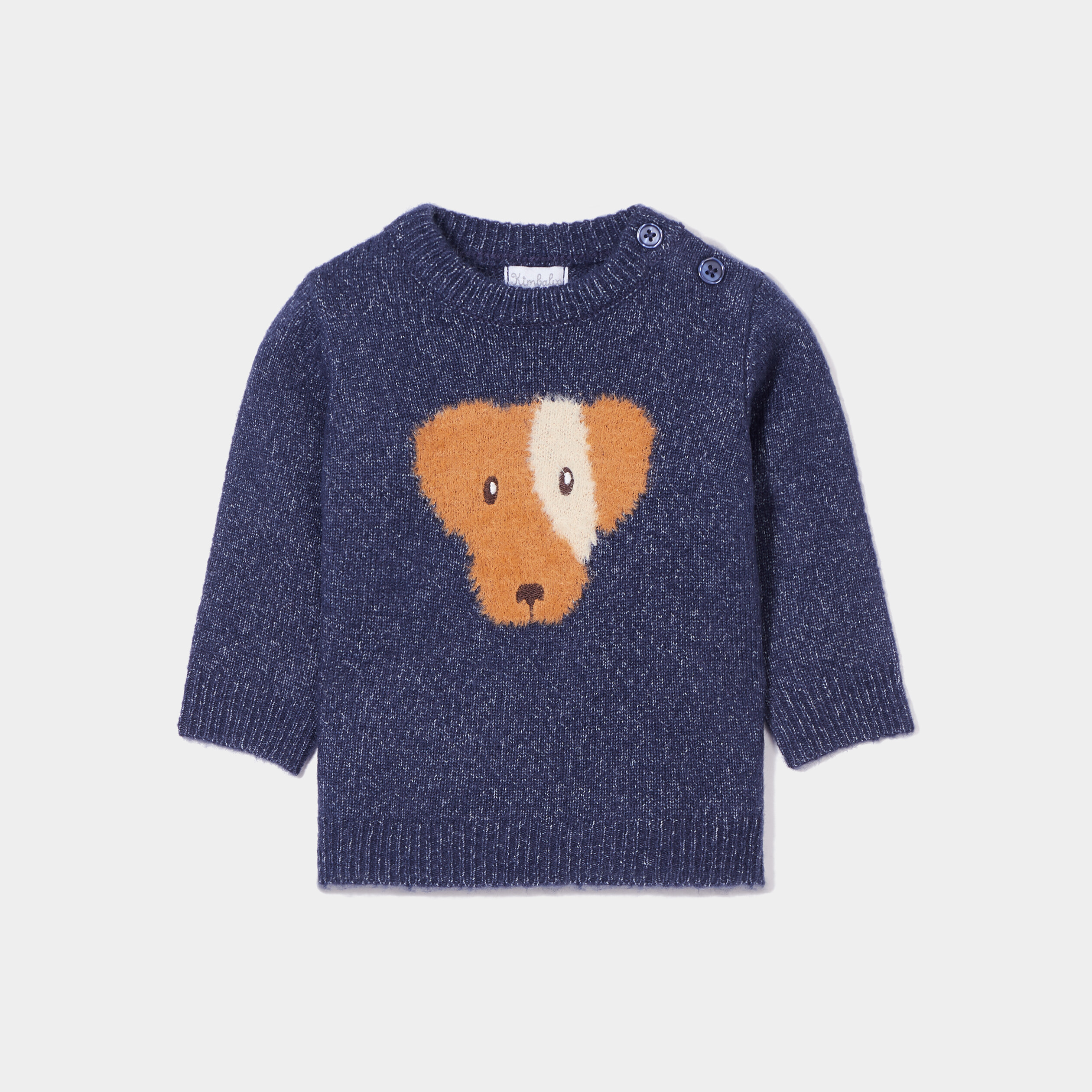 Pull droit épaule boutonnée Kimbaloo bleu marine bébé garçon | La Halle