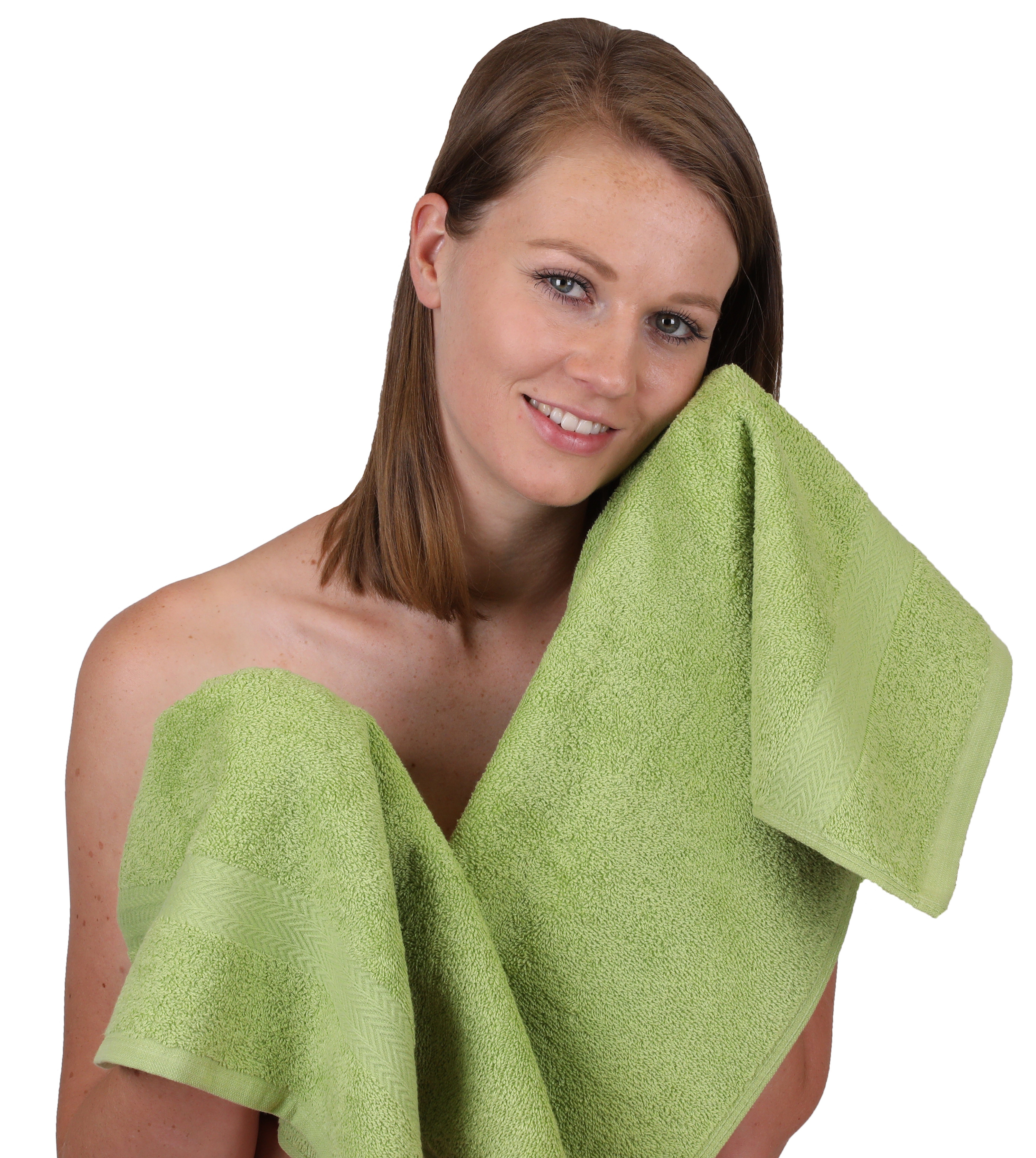 Betz Handtuch Set 12-TLG. Handtuch Set Premium 100% Baumwolle 2 Duschtücher 4 Handtücher 2 Gästetücher 2 Seiftücher 2 Waschhandschuhe Farbe blutorange/avocadogrün, 100% Baumwolle, (12-tlg)