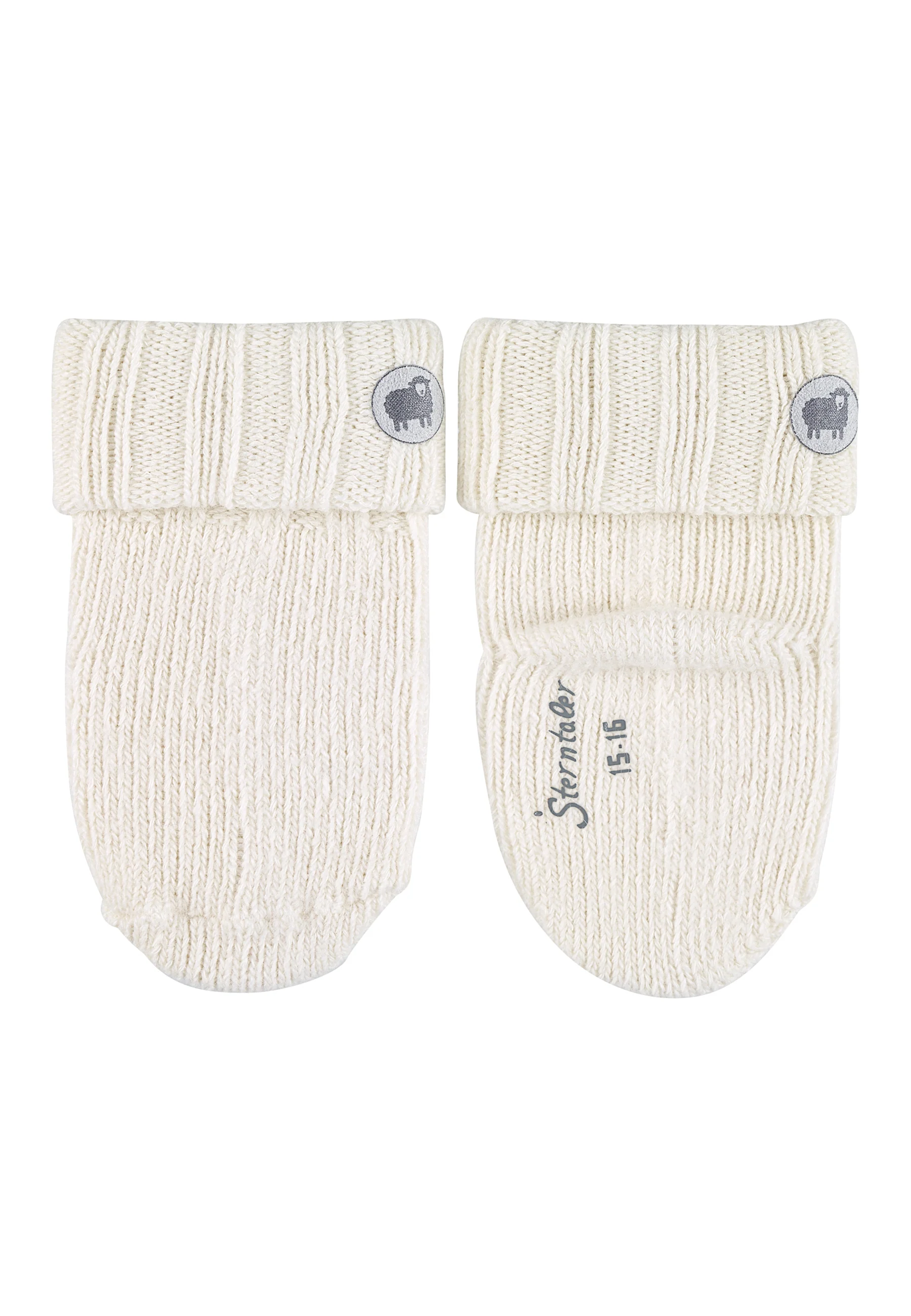 Babysocken uni, mit Wolle und Applikation Schaf