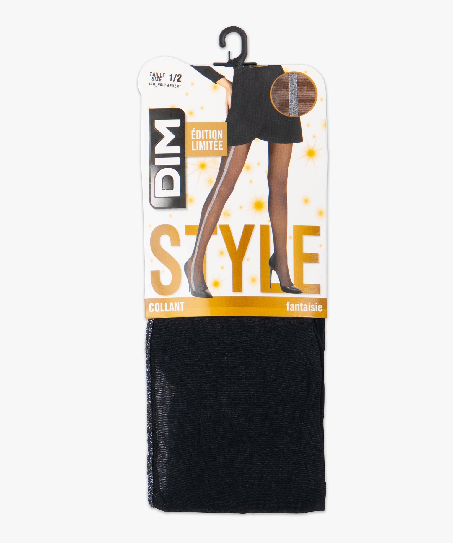 Collant femme avec bande pailletée sur le cté - DIM noir | GEMO