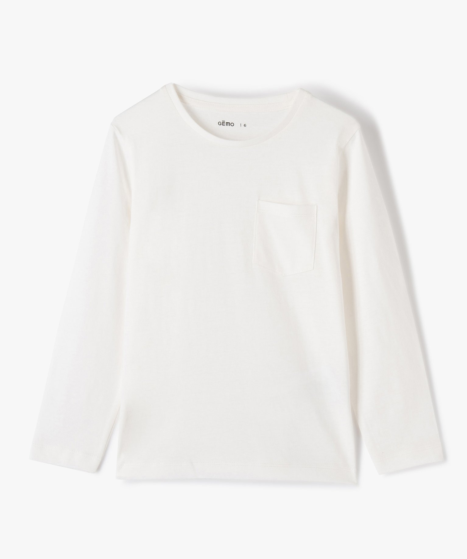 Tee-shirt à manches longues avec poche poitrine Garçon ecru | GEMO