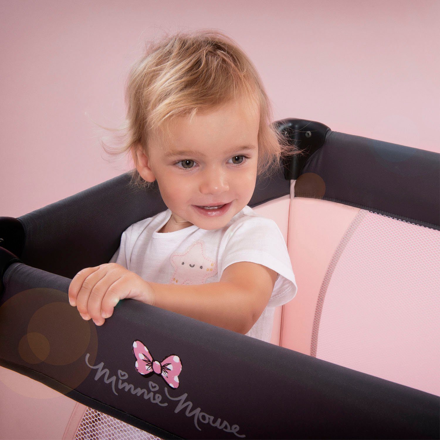 Hauck Baby-Reisebett Dream N Play - Minnie Sweetheart, inkl. Transporttasche