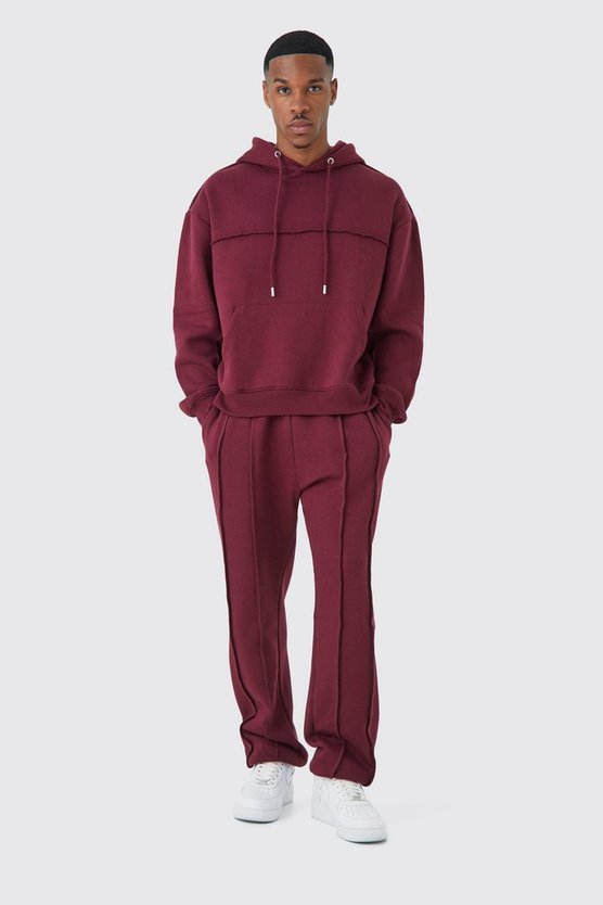 Kastiger Oversize Trainingsanzug mit Naht-Detail und Kapuze