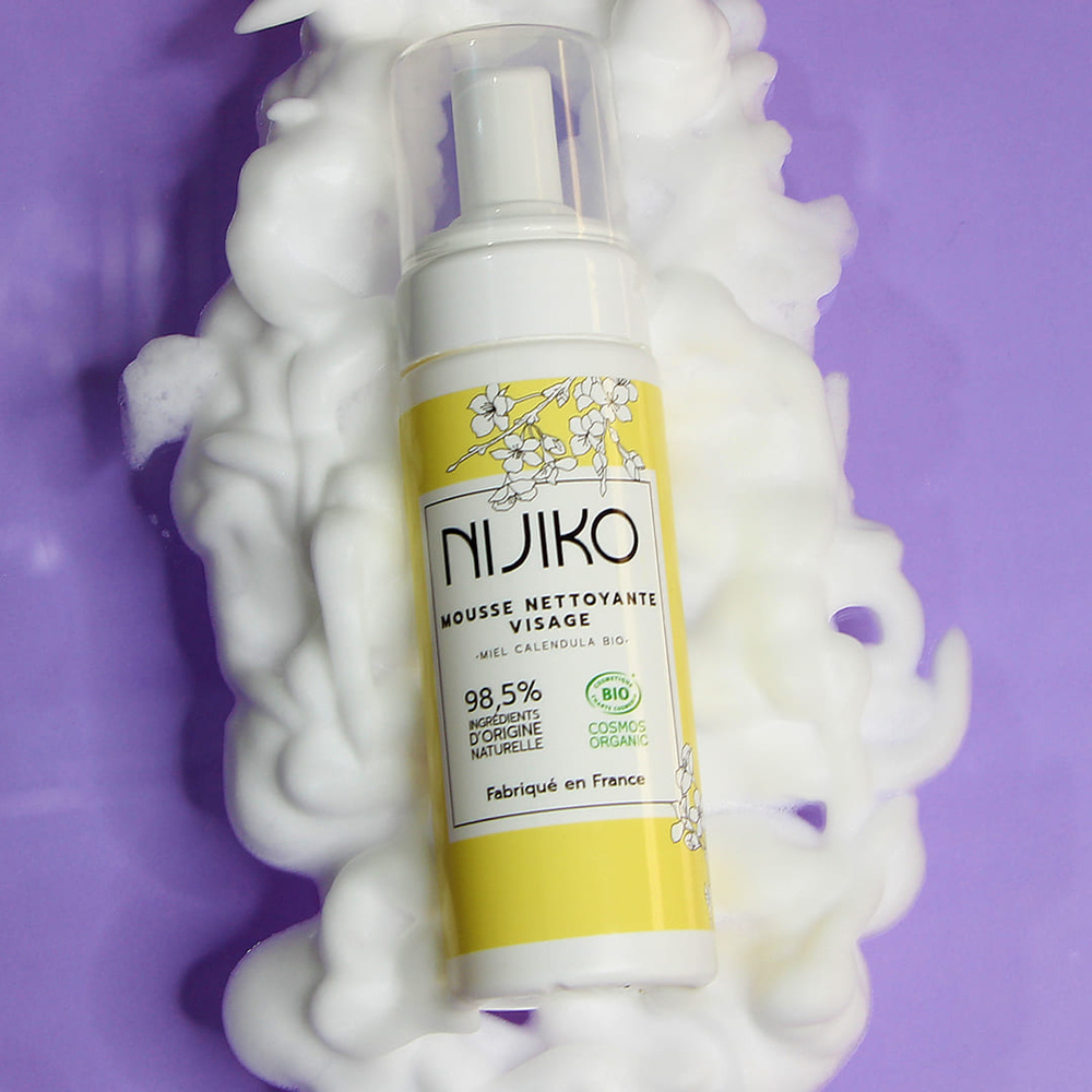 nijiko Mousse Nettoyante Visage Bio pour Peau Sensible Démaquillant et nettoyant