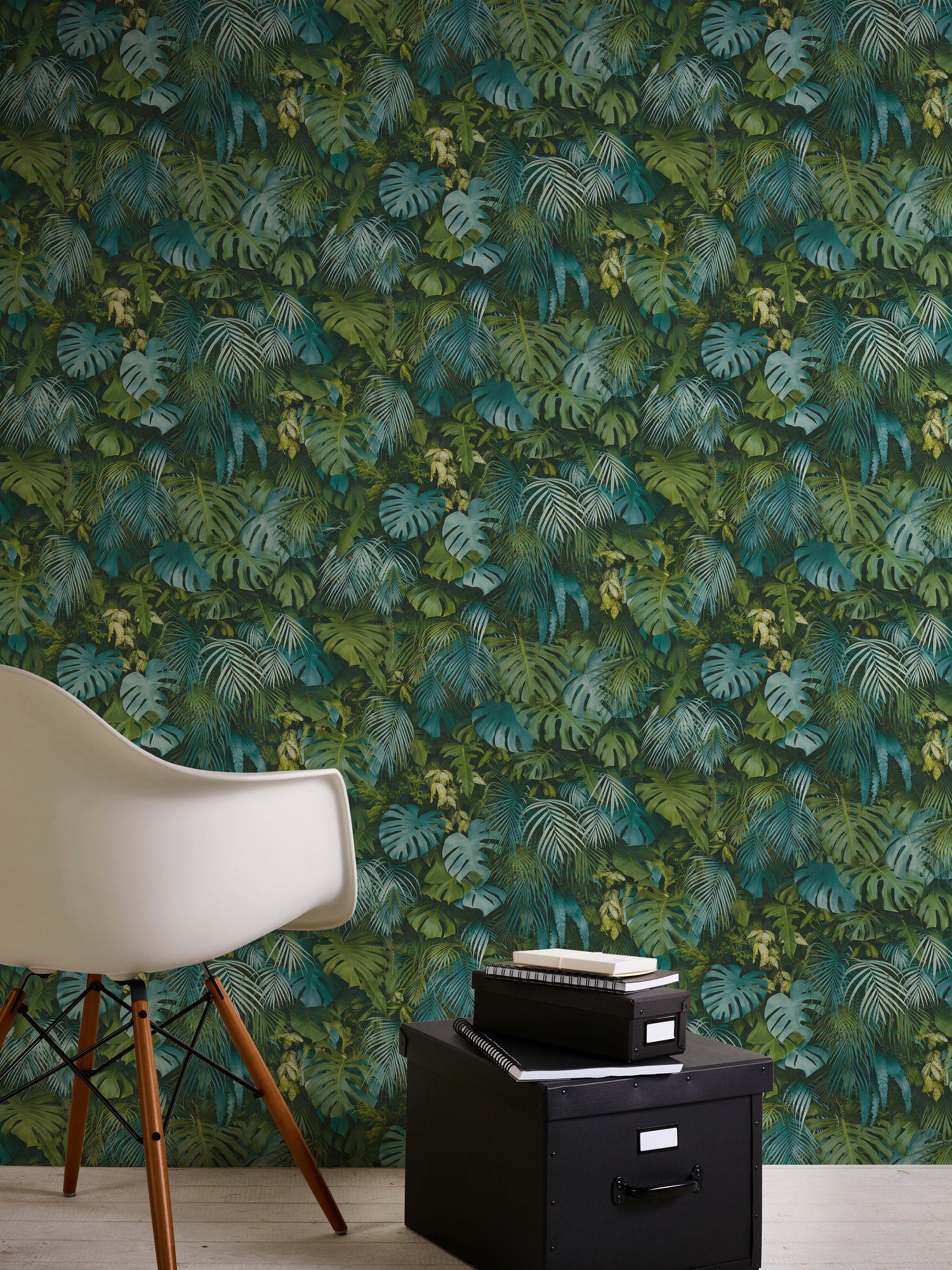 A.S. Création Vliestapete Greenery mit Palmenprint in Dschungel Optik, floral, Palmentapete Tapete Dschungel