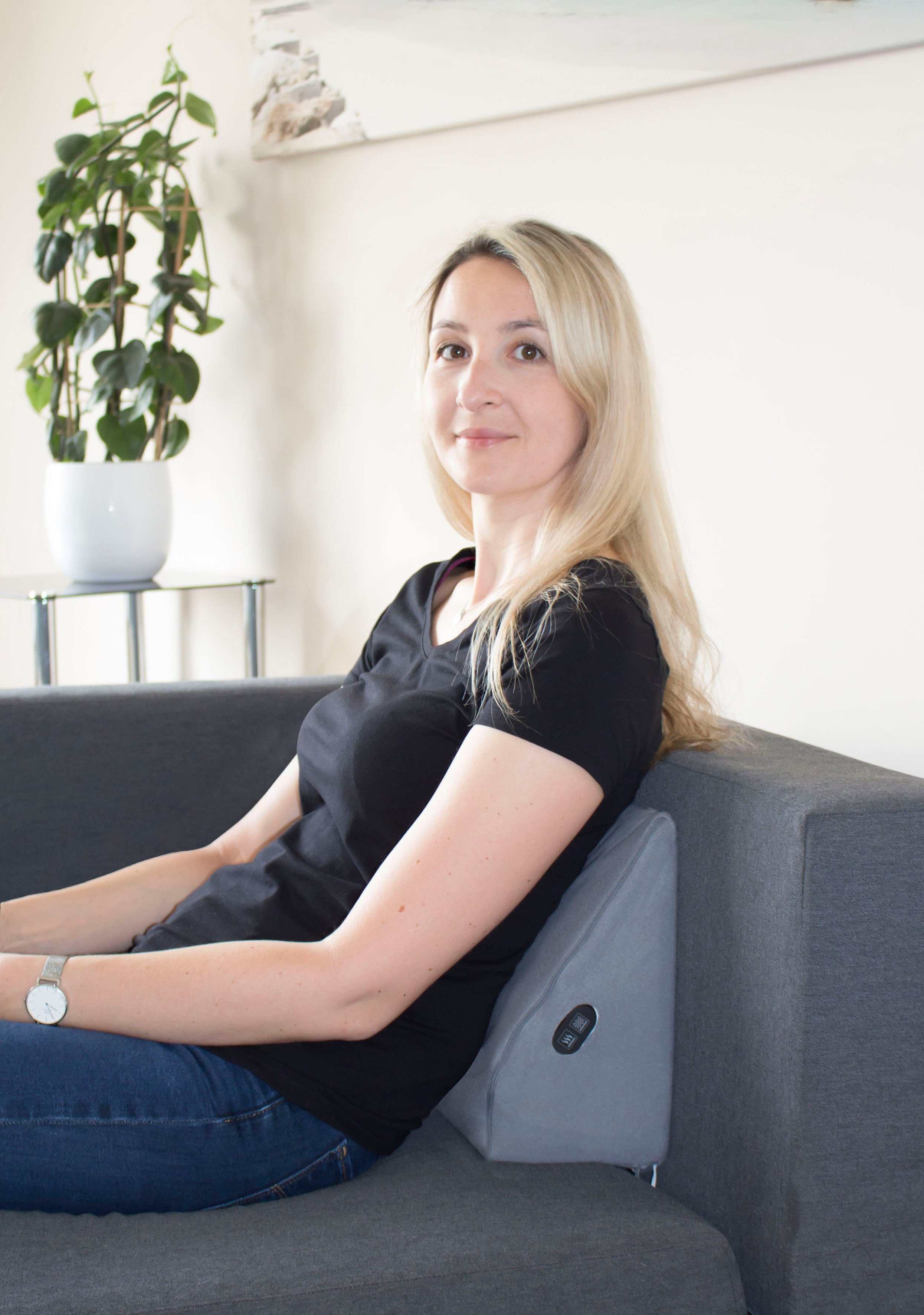 Hydas Sitzheizkissen Trapezkissen mit Wärme und Massage, Mit GRATIS Schlafbrille