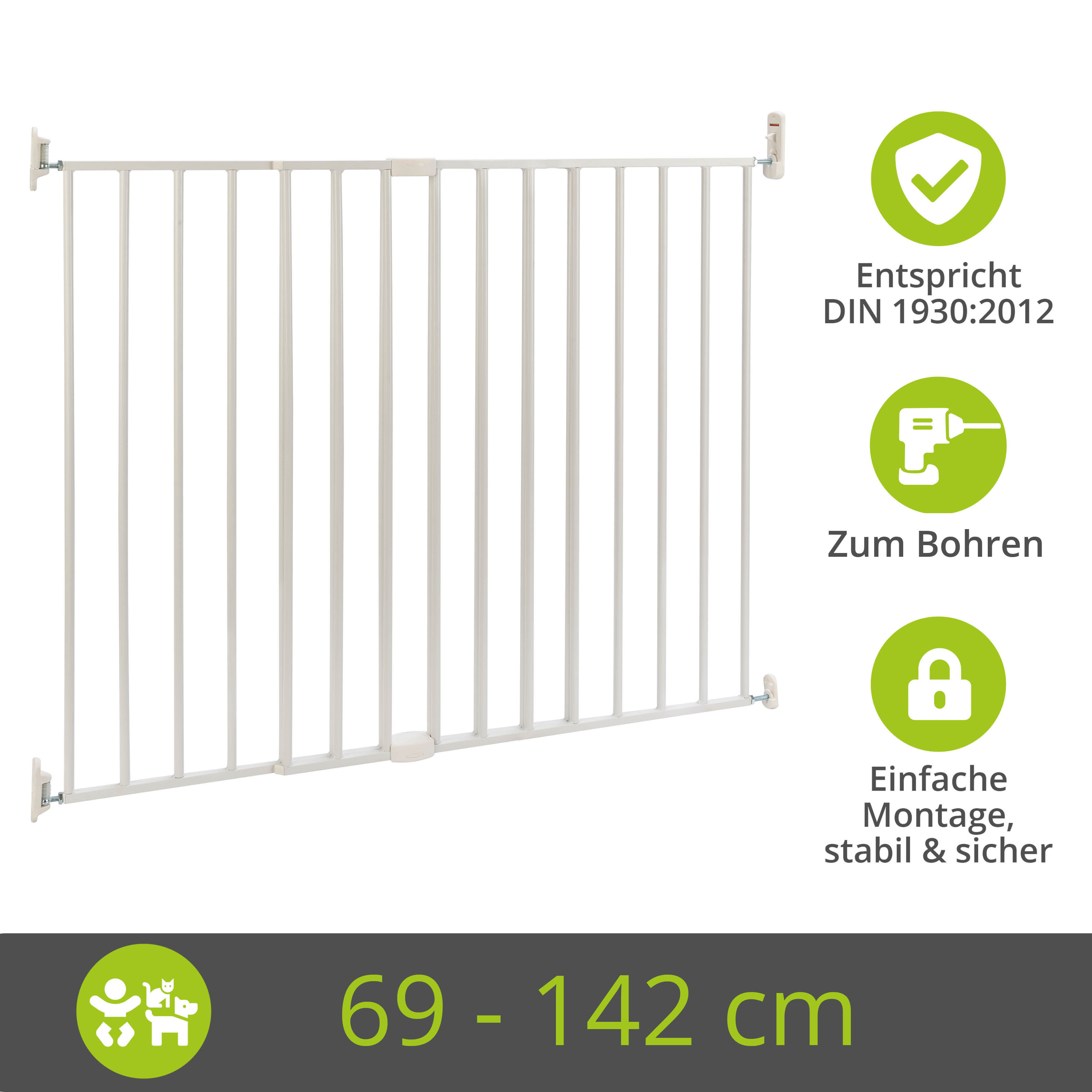 bomi Türschutzgitter & Hundeklappen bomi Tierschutzgitter Maja 69-116 cm Weiß für Drinnen & Draußen