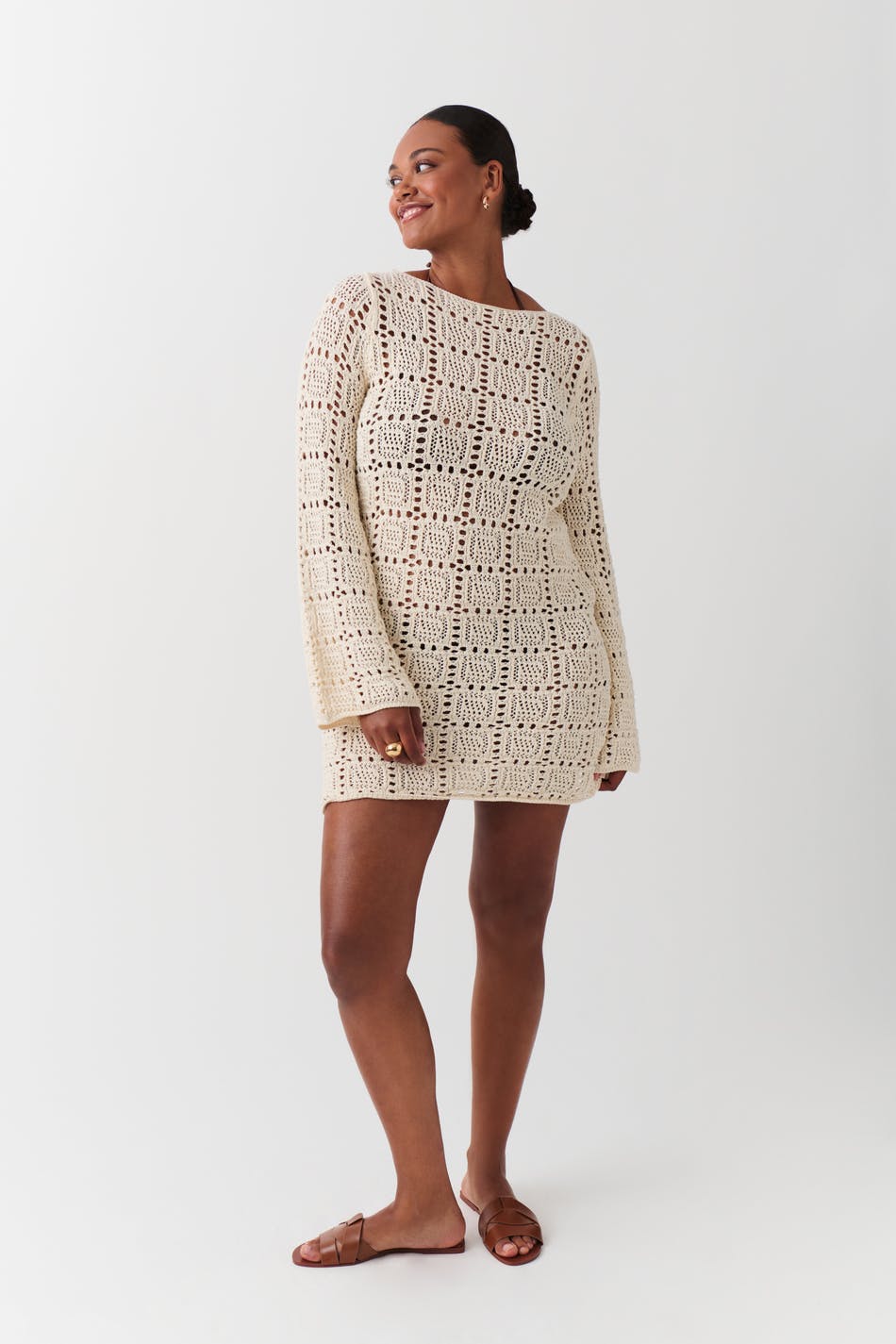 Open work knitted dress