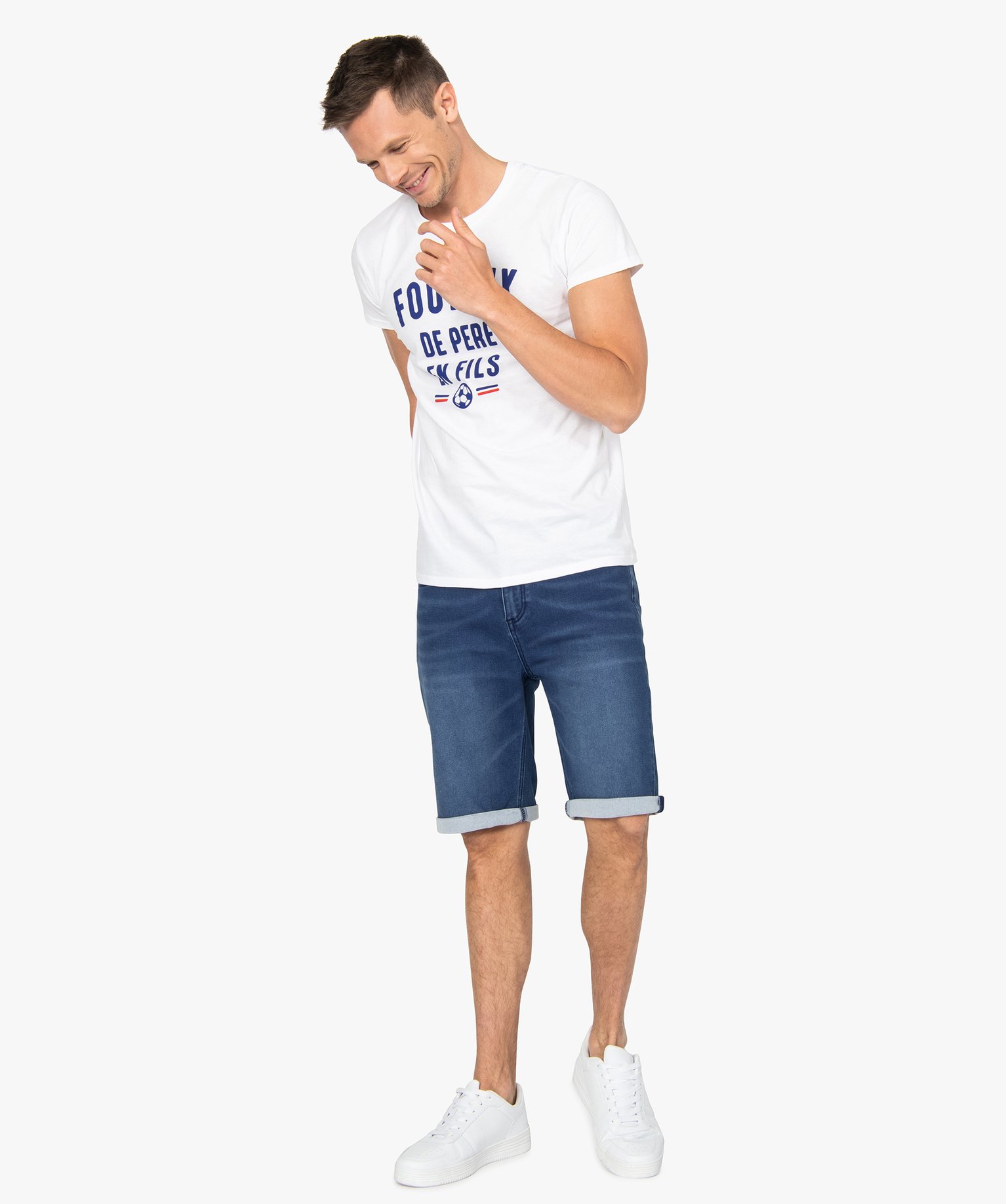 Tee-shirt homme à manches courtes message humour football blanc | GEMO