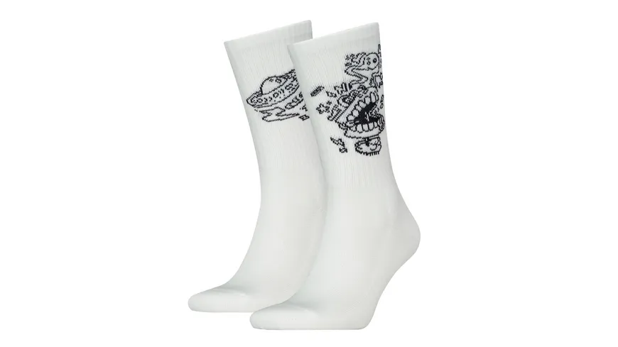Levis Unisex Sportsocken Regular Cut Placed Graphic 2er Pack weiss