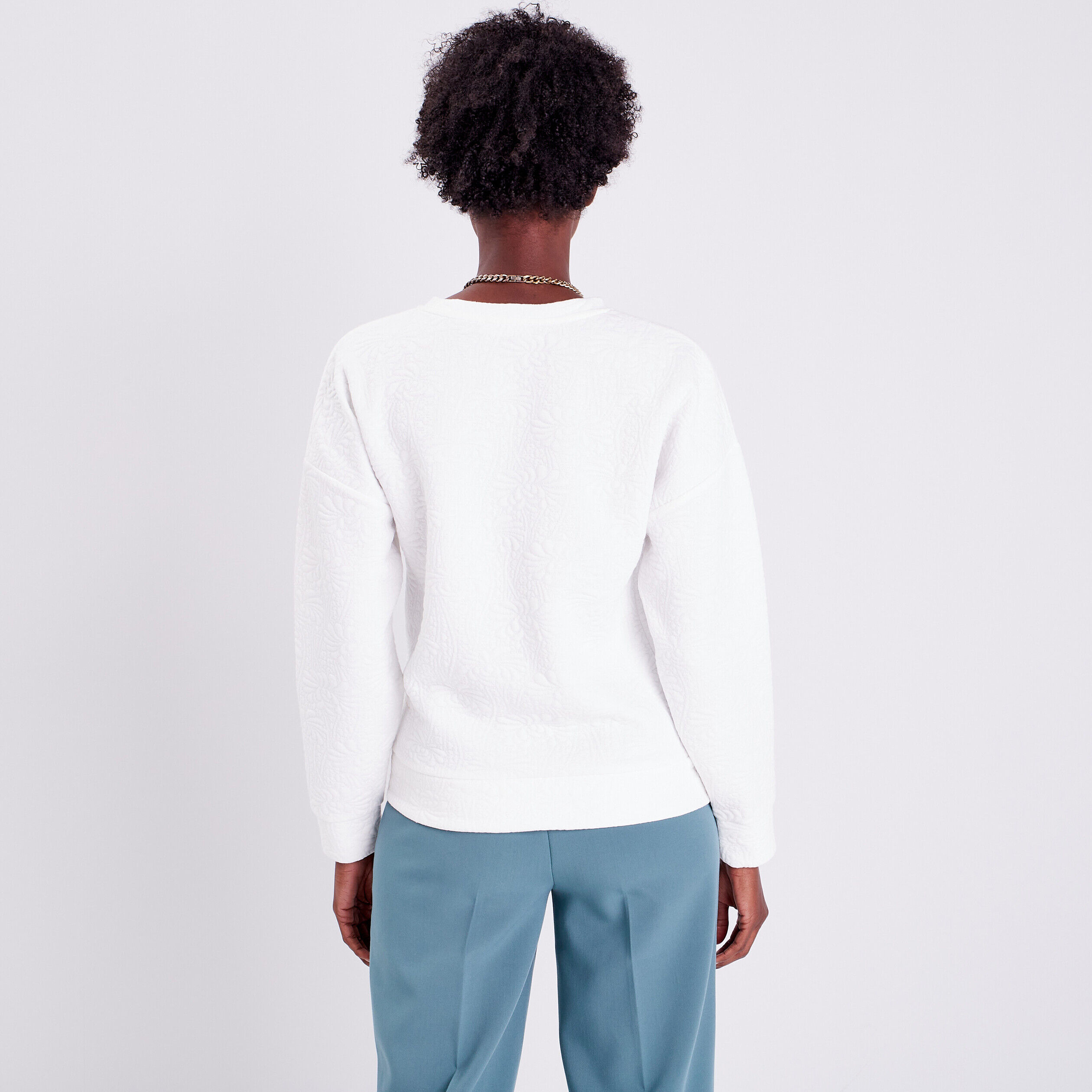Sweat manches longues ecru femme | Cache Cache