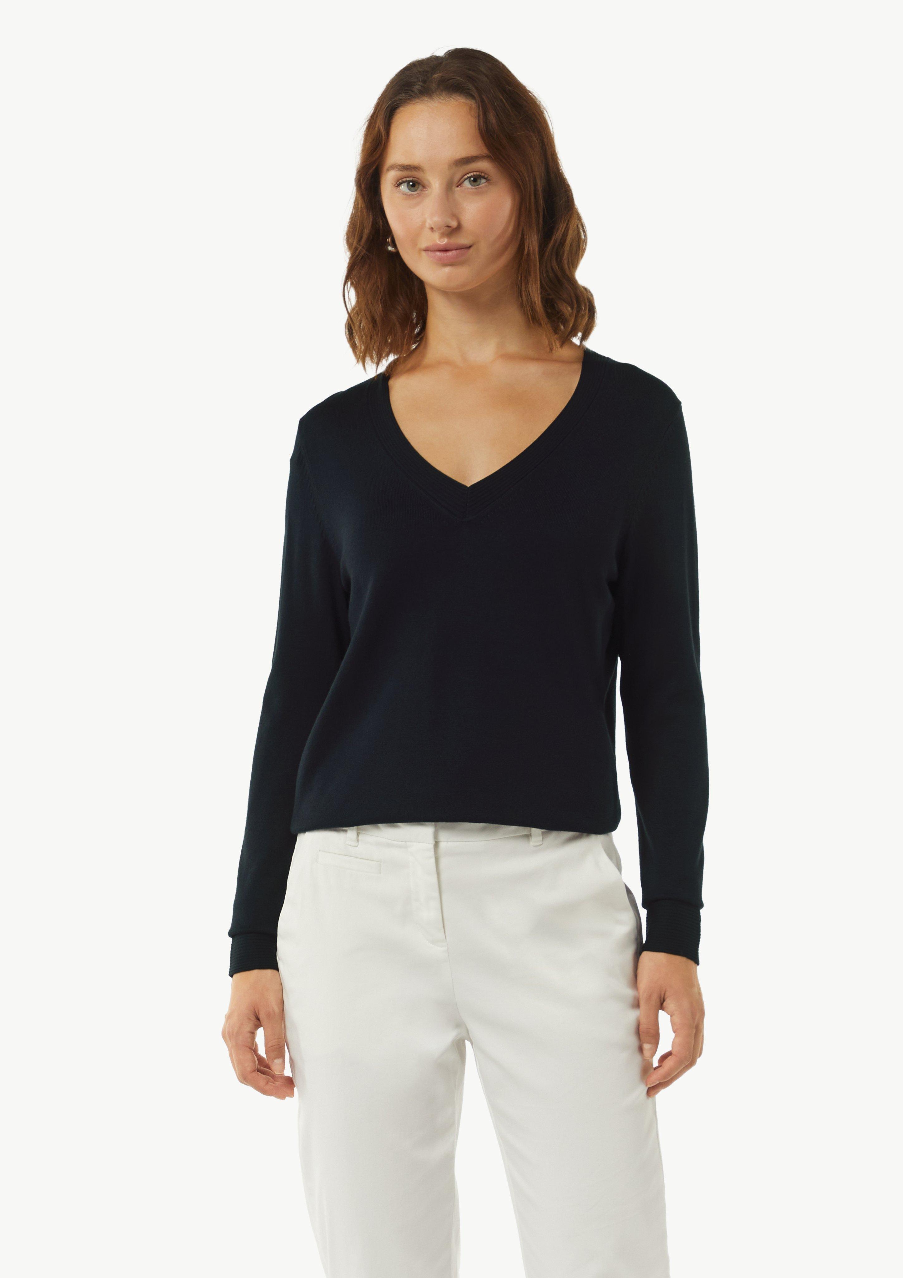 Strickpullover mit V-Ausschnitt - navy