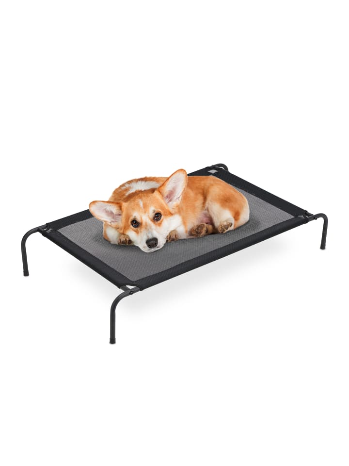 relaxdays Outdoor Hundeliege in Schwarz - (B)111 x (H)19 x (T)65 cm günstig kaufen onesize