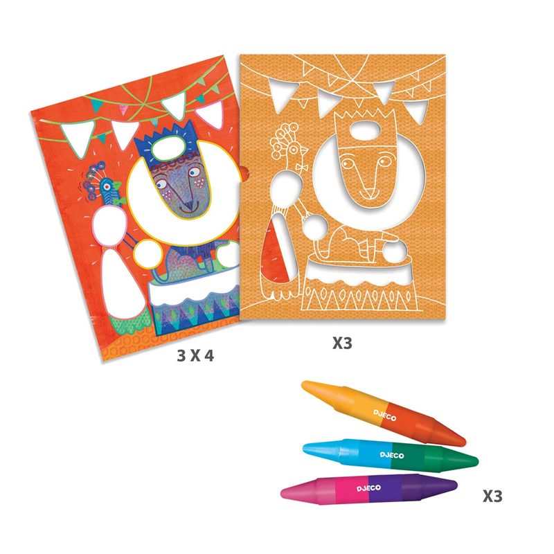 Coffret coloriages et pochoirs Color stop Funambule et balles Djeco
