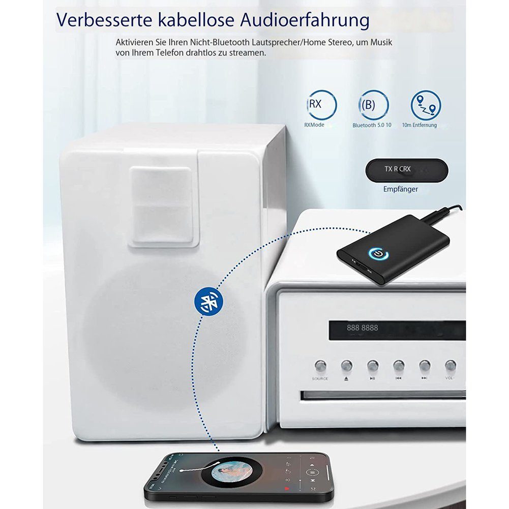 ELEKIN Bluetooth®-Sender Sender Bluetooth Adapter Audio 5.0 Bluetooth Empfänger Sender 2 in 1