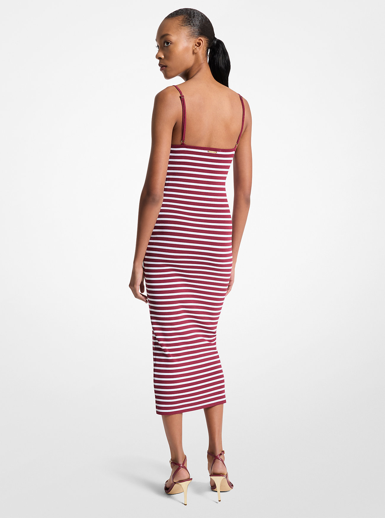 Stripete midikjole i stretch-viskoseblanding – DEEPMULBERRY