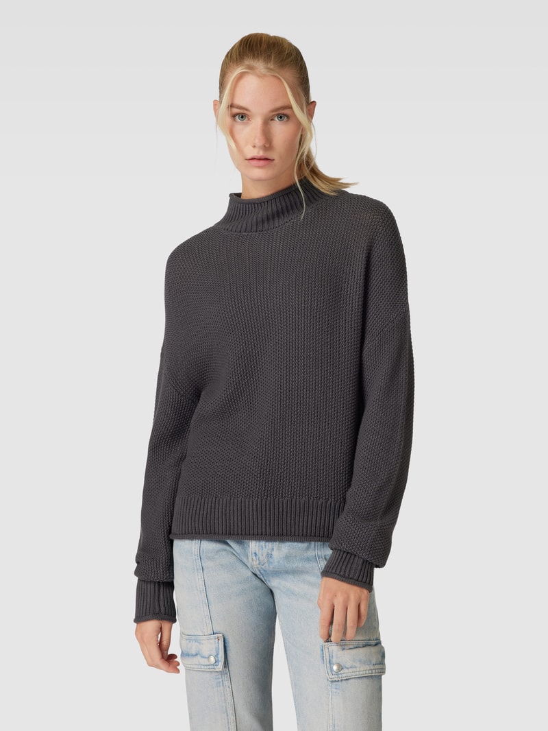 Strickpullover mit Stehkragen in anthrazit