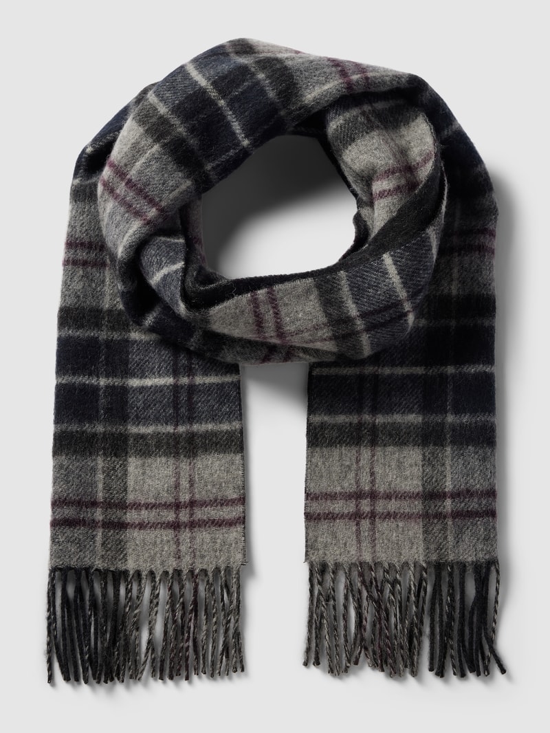 Schal aus Lanawolle mit Tartan-Karo Modell 'LARGS' in marineblau