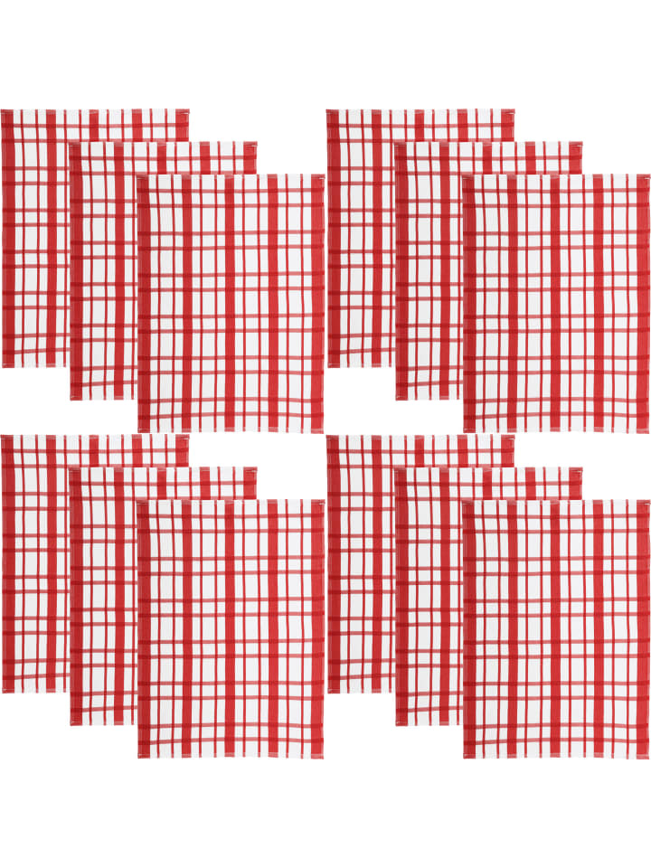 REDBEST Baumwolle Geschirrtuch 12er-Pack in rot günstig kaufen 50 x 70 cm