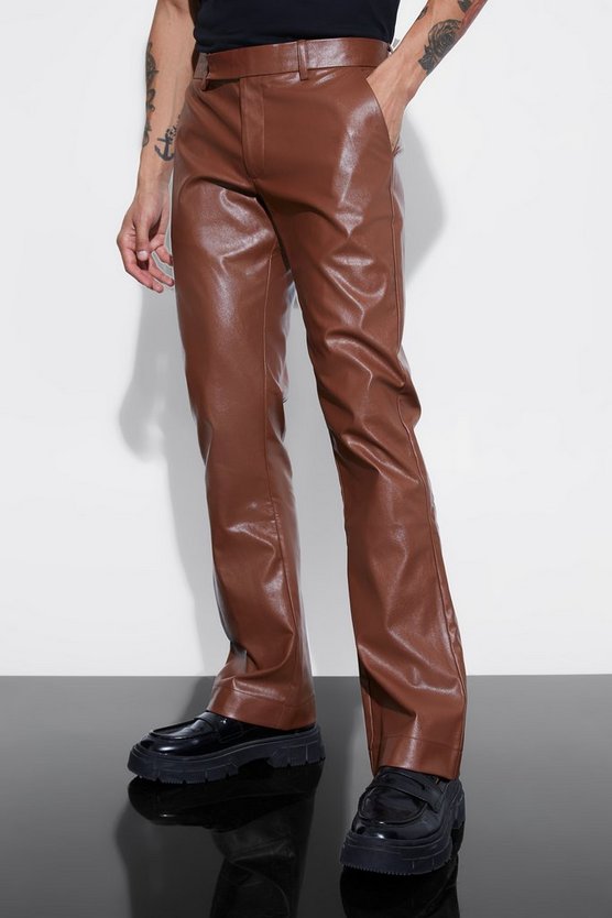 Slim-Fit PU-Schlaghose