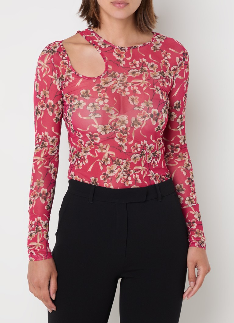 HUGO BOSS Damecia semi-transparent mesh top with cut-out detail