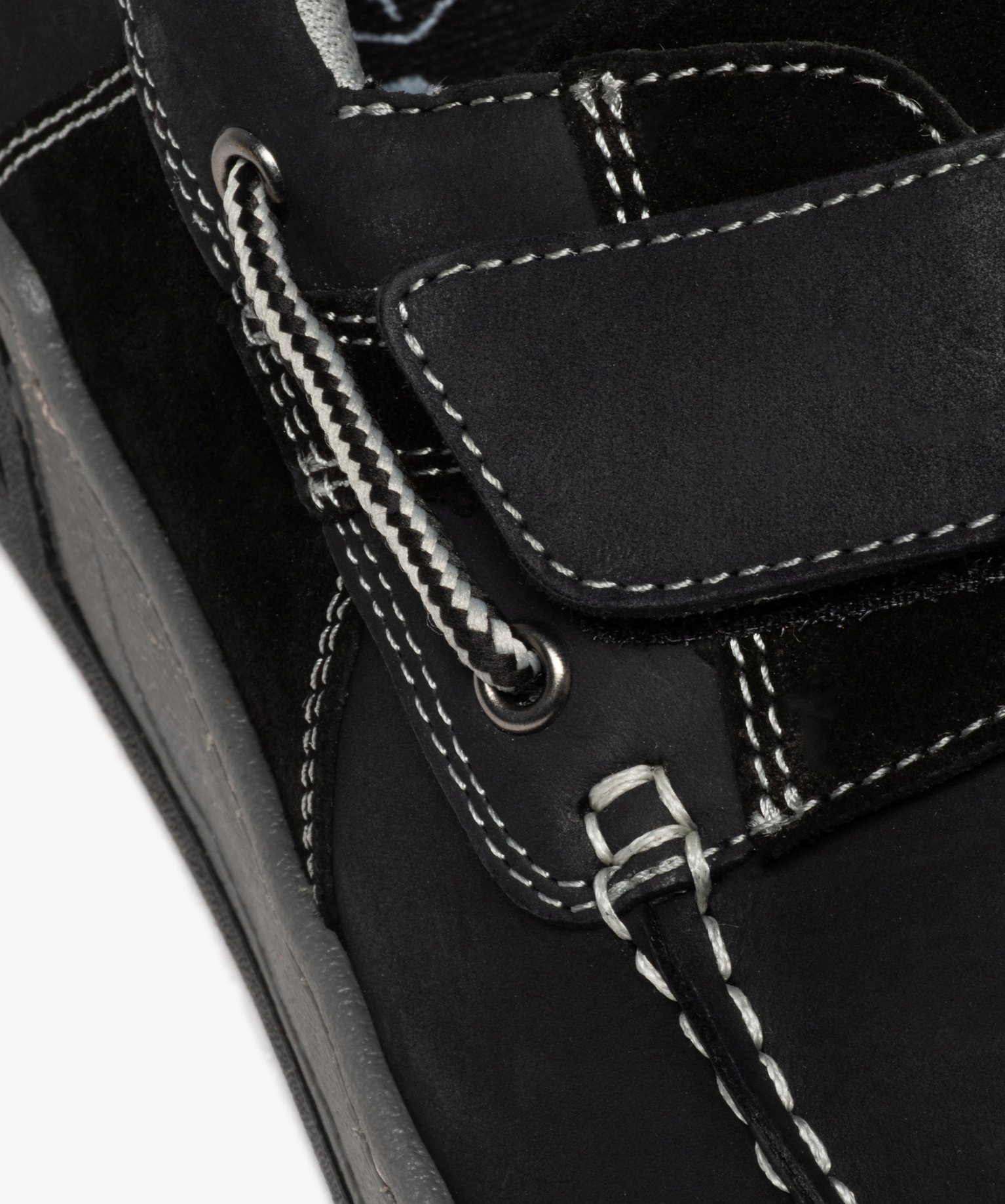 Chaussures bateau homme unies à scratch marine | GEMO